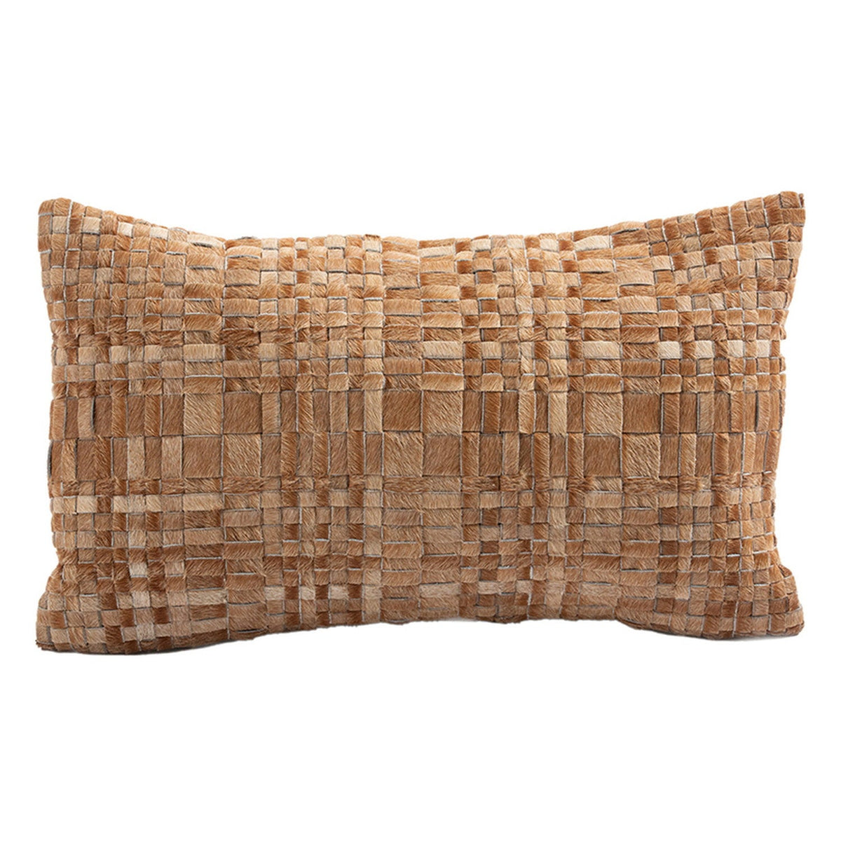 Cowhide Cushion Tweed Brown #_shape=Lumbar