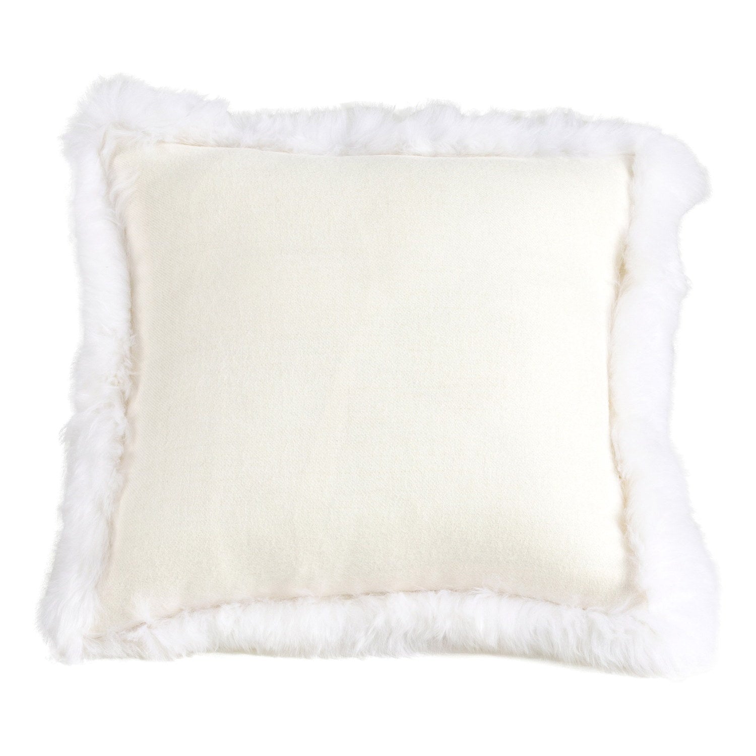 Woven Alpaca Suri Cushion Trimmed W/ Alpaca Fur White #_shape=Square