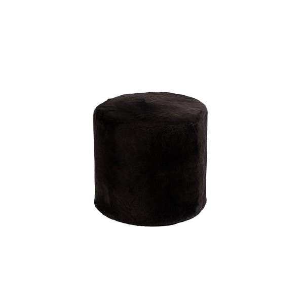 Furniture Tall Ottoman Shearling 40x40cm Black #_shape=Round