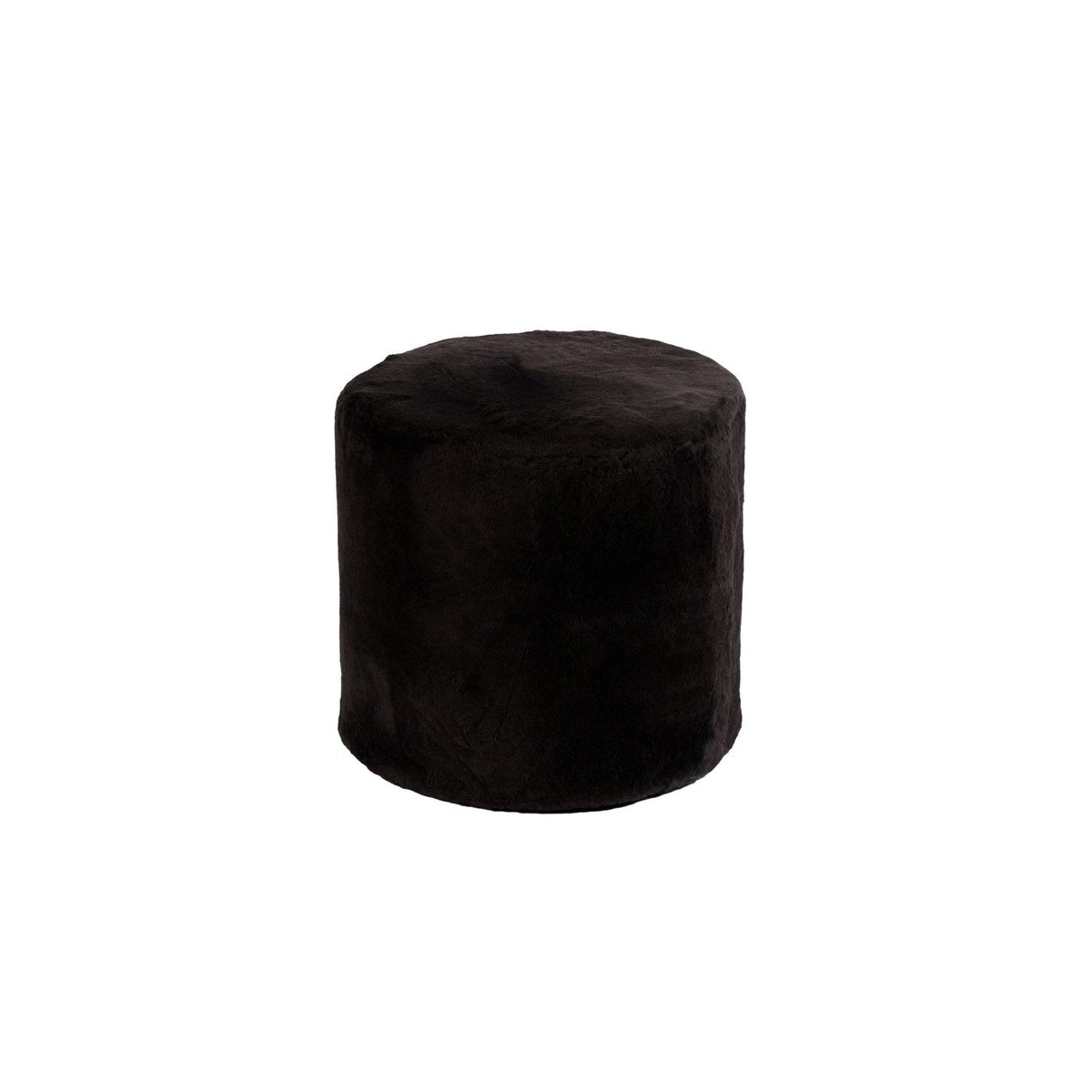 Furniture Tall Ottoman Shearling 40x40cm Black #_shape=Round