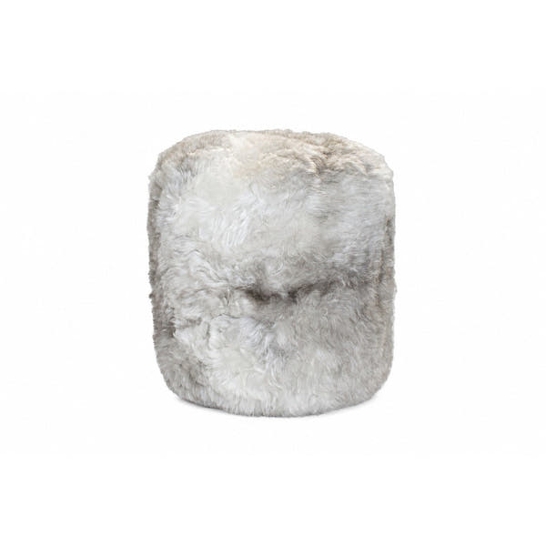Icelandic Shearling Ottoman Natural Grey #_shape=Rectangle