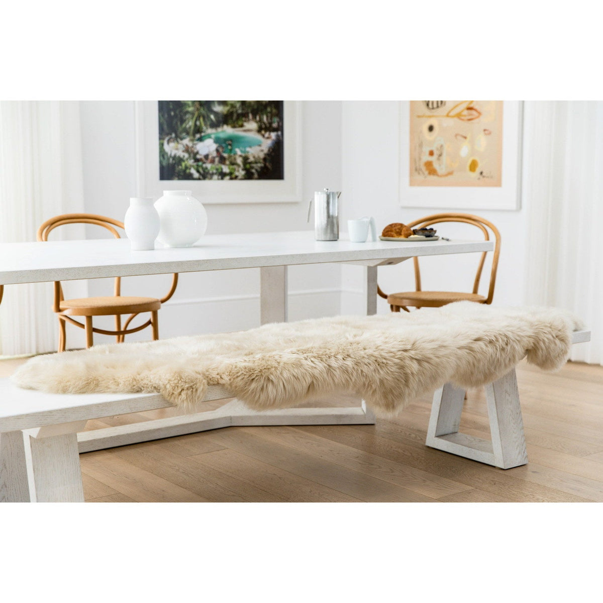 Long Wool Sheepskin Rug Double Bisque 2
