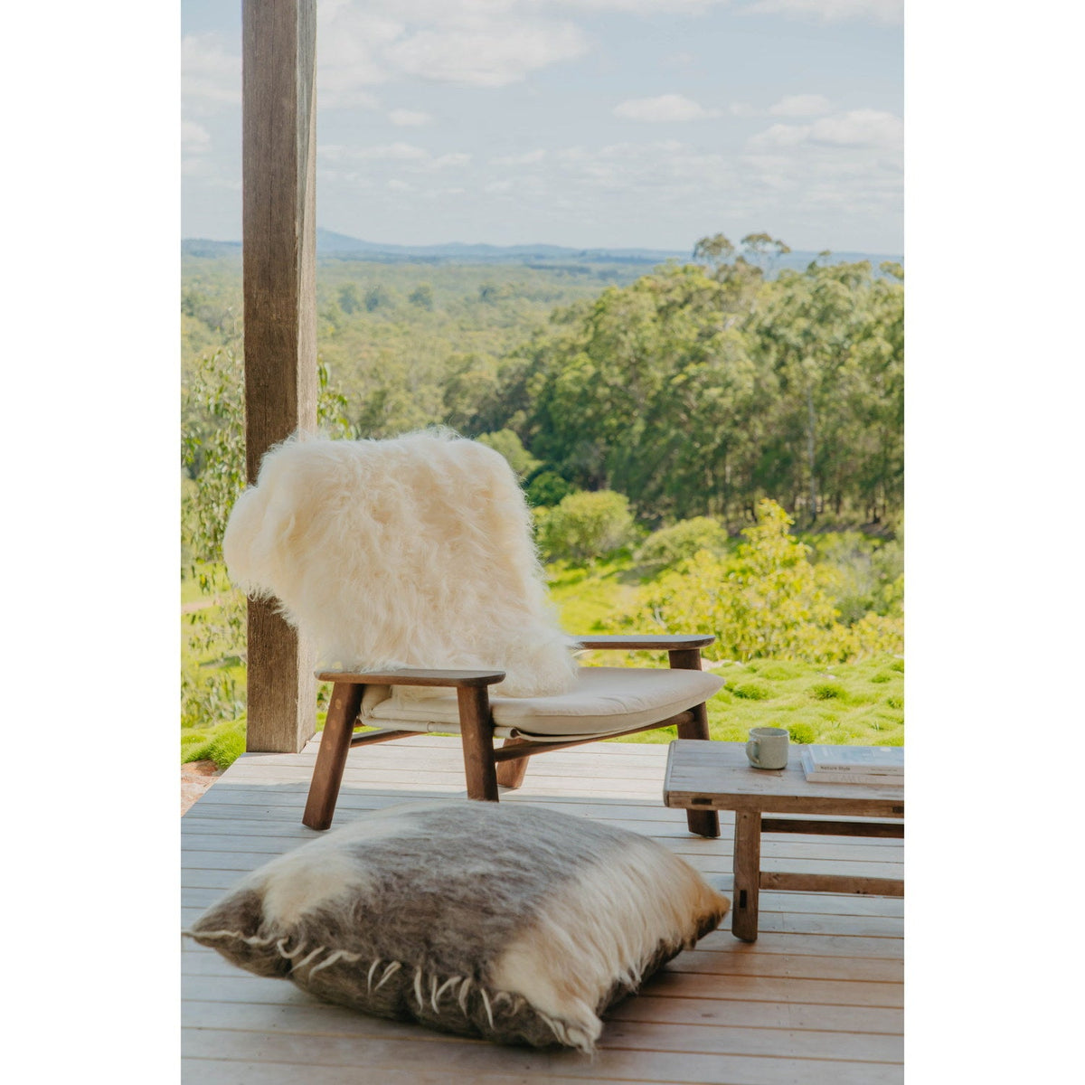 Wool Cushion Torrey 90cm Grey/White 3
