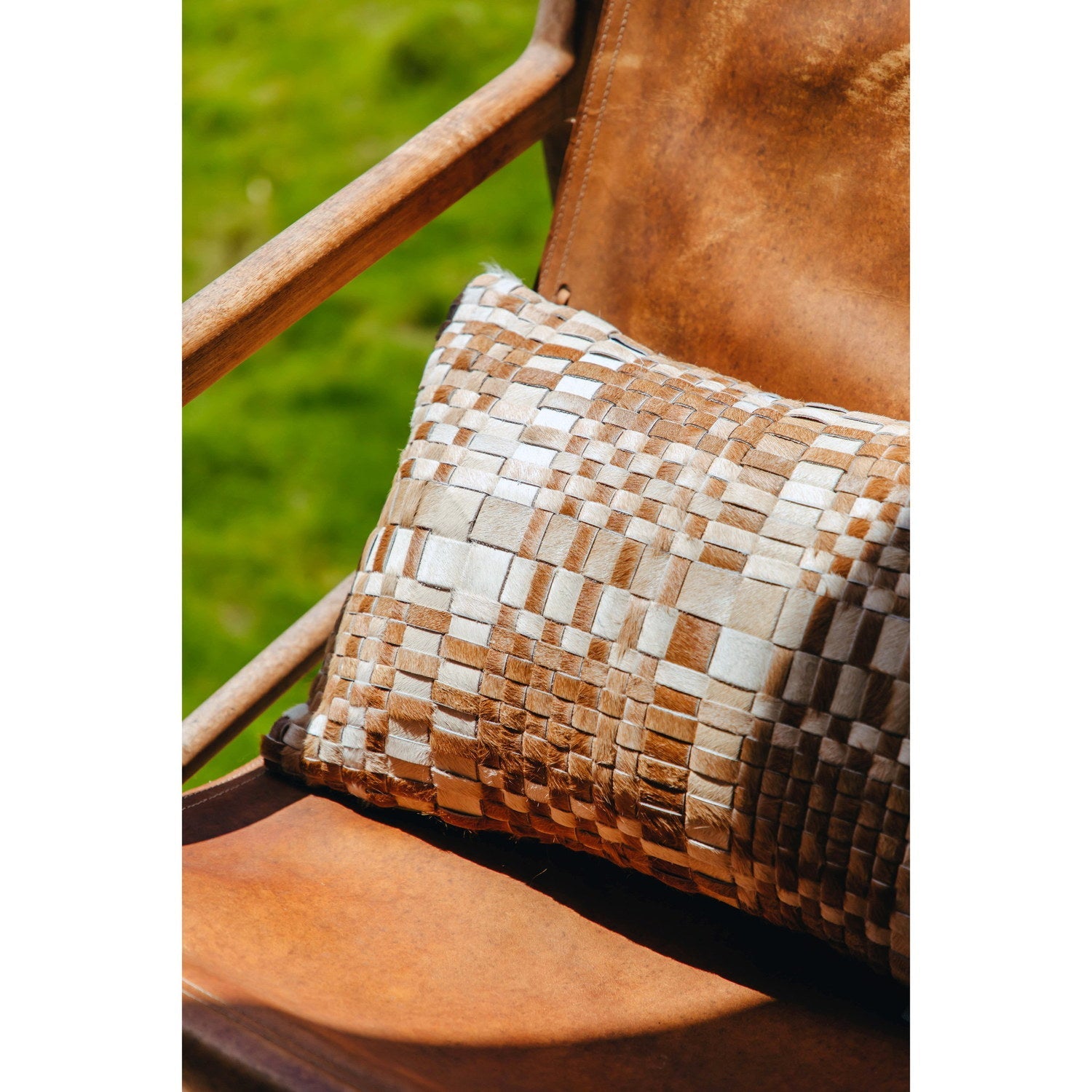 Cowhide Cushion Tweed Brown 2