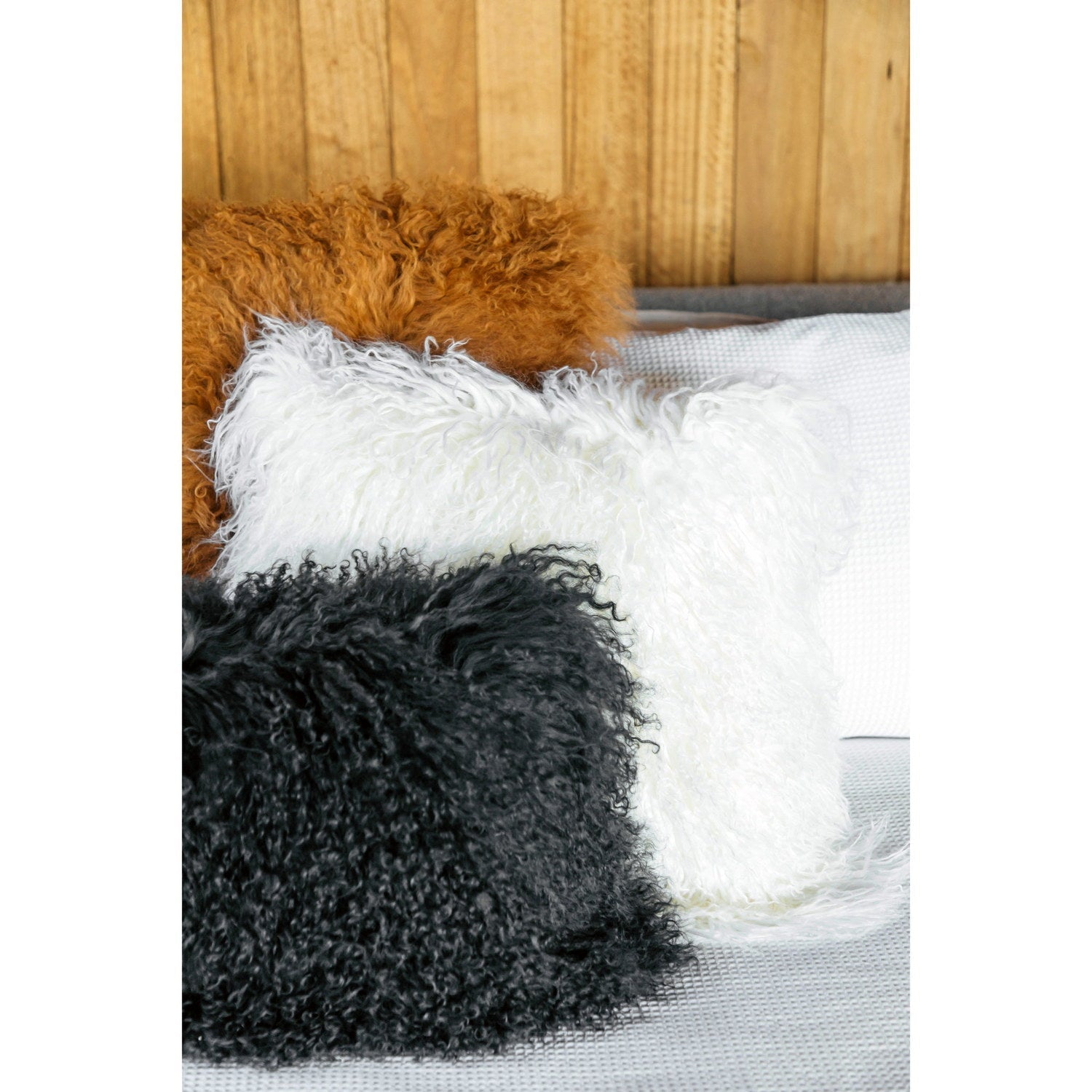 Longwool Tibetan Lamb Cushion Tibetan Sheepskin Ivory 4