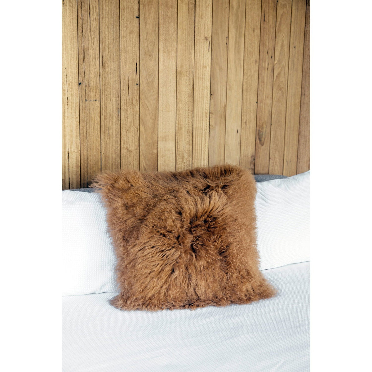 Longwool Tibetan Lamb Cushion Tibetan Sheepskin Cashew 3