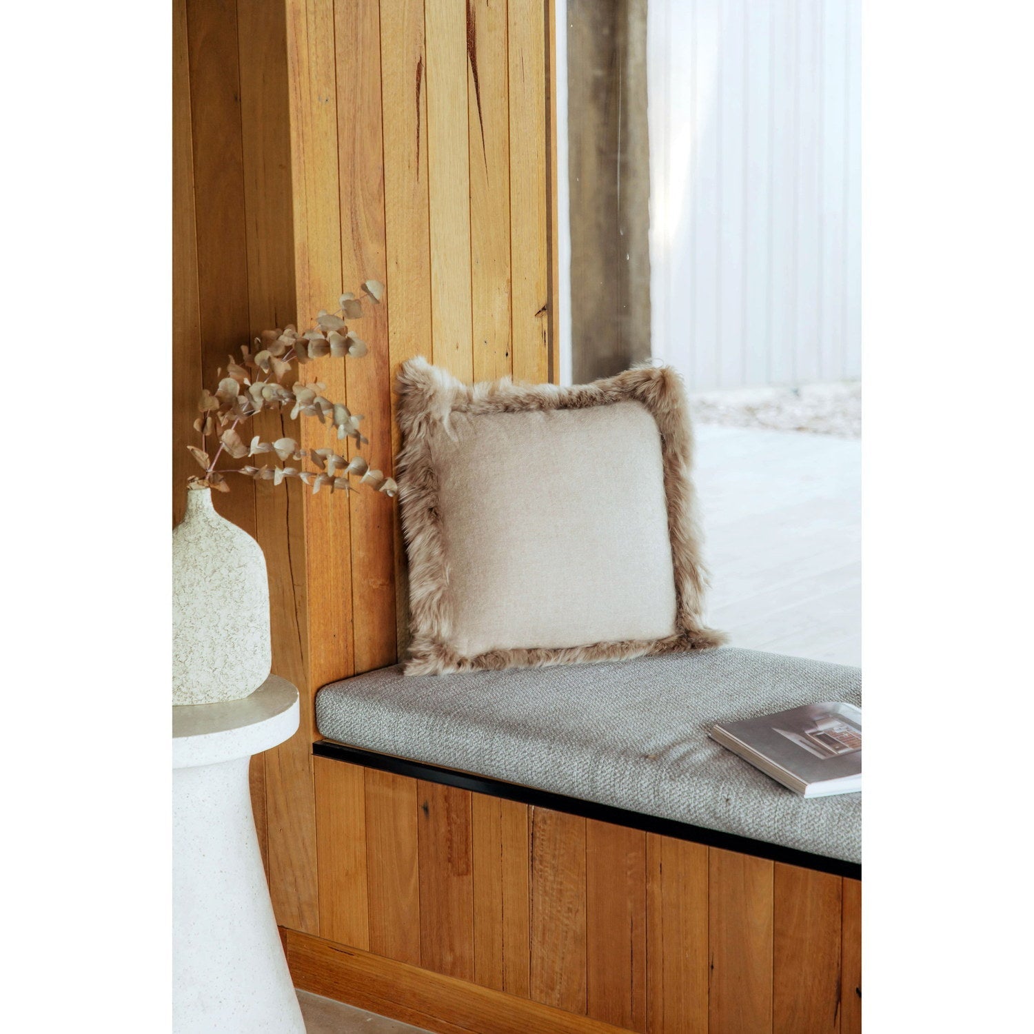 Woven Alpaca Suri Cushion Trimmed W/alpaca Fur Cordato Cortado 2