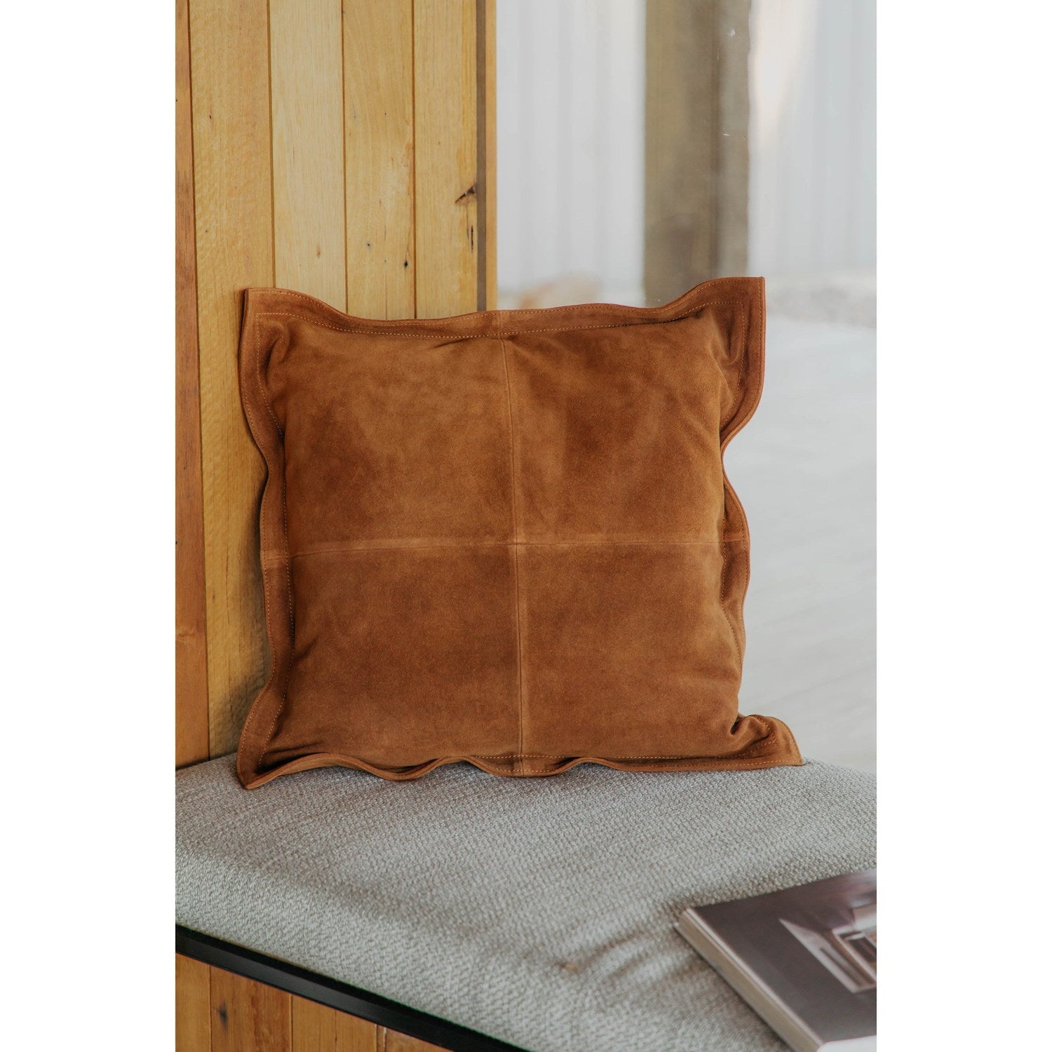 Suede Cowhide Cushion Camel 4