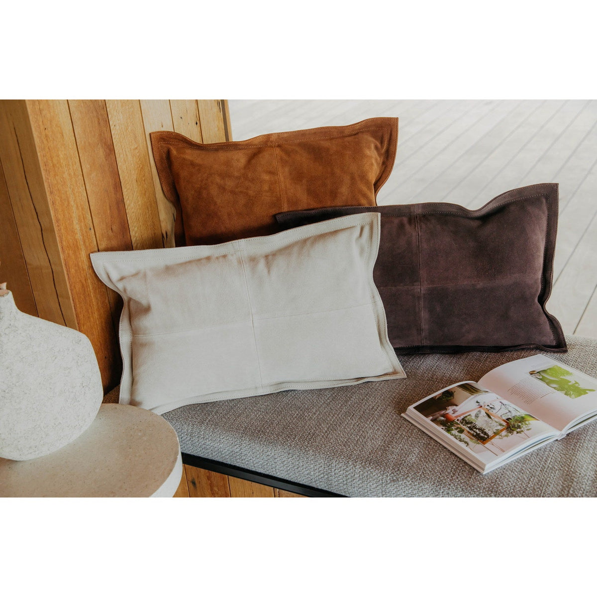 Suede Cowhide Cushion Camel 2