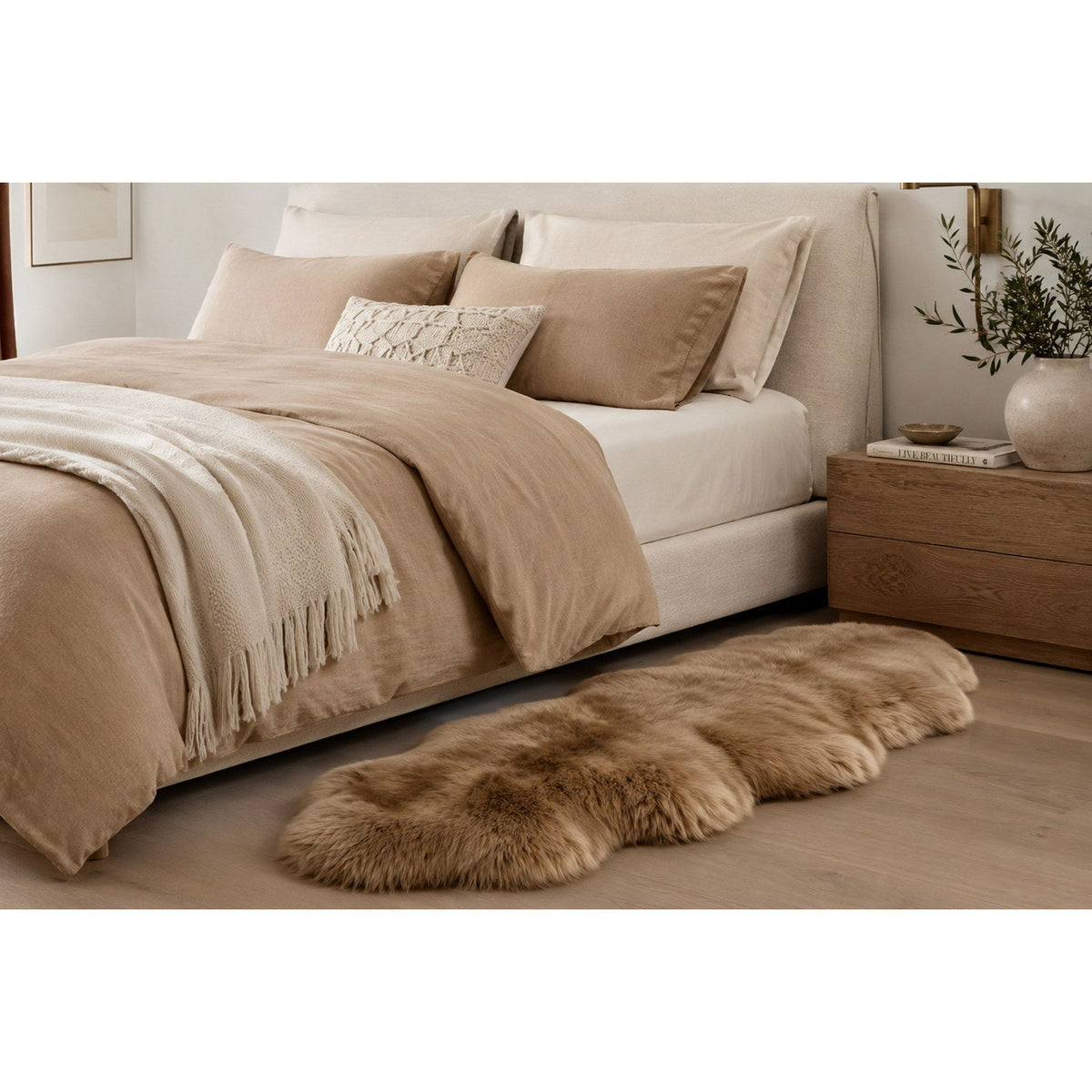 Long Wool Sheepskin Rug Double Butterscotch 2