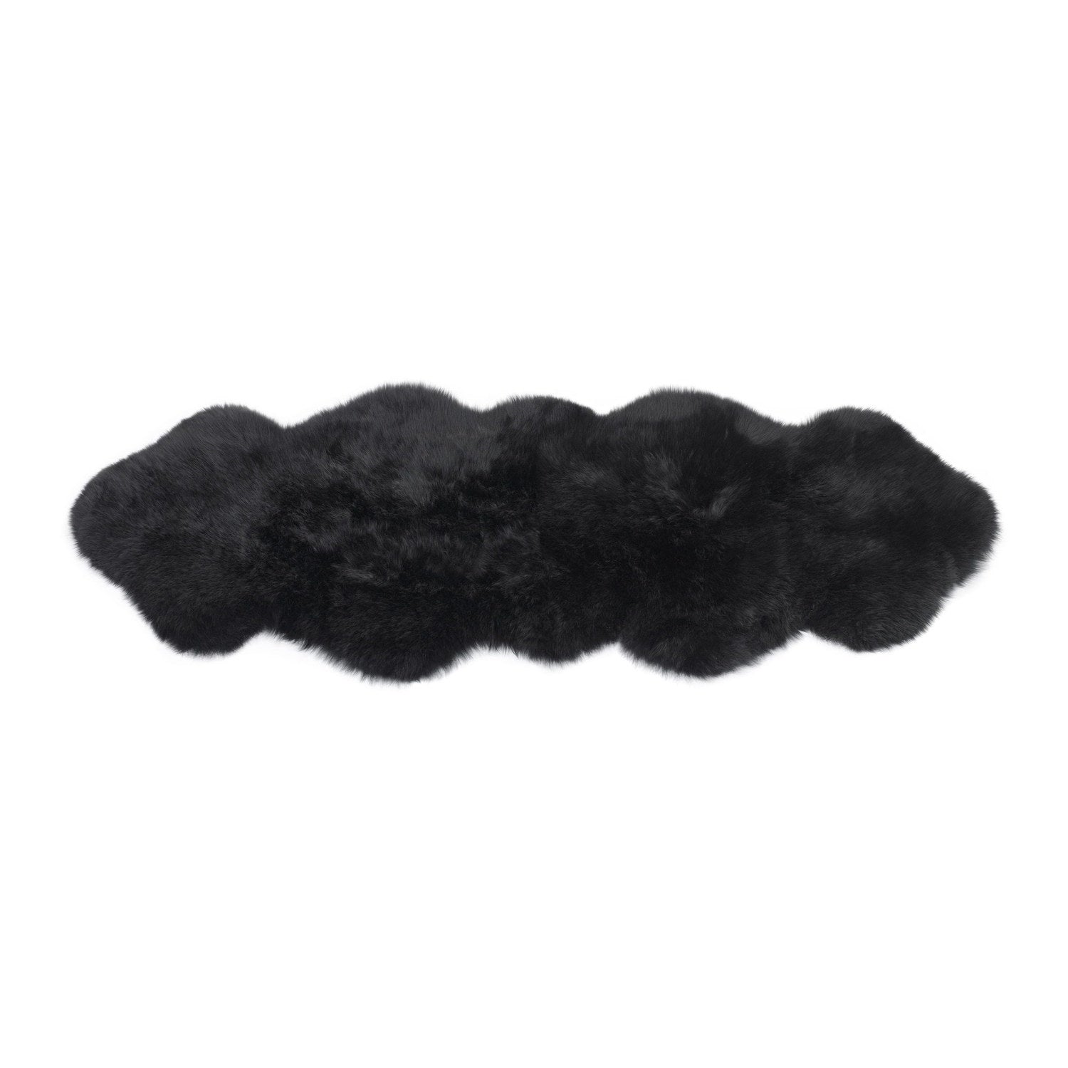 Long Wool Sheepskin Rug Double Black #_shape=Rectangle