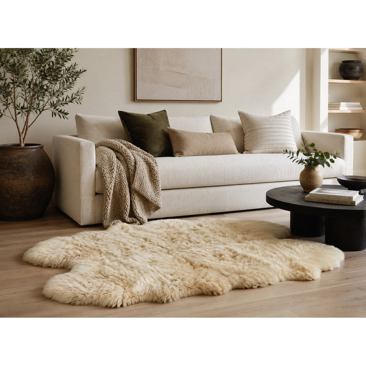 Long Wool Sheepskin Rug Quarto Bisque 2