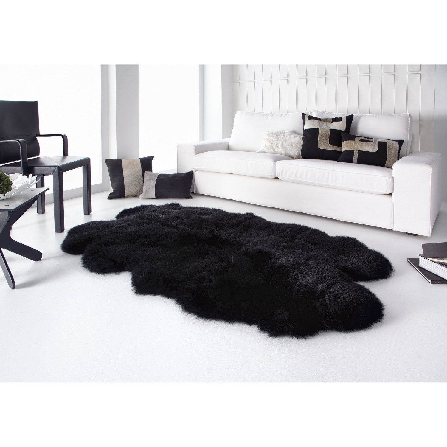 Long Wool Sheepskin Rug Quarto Black 2