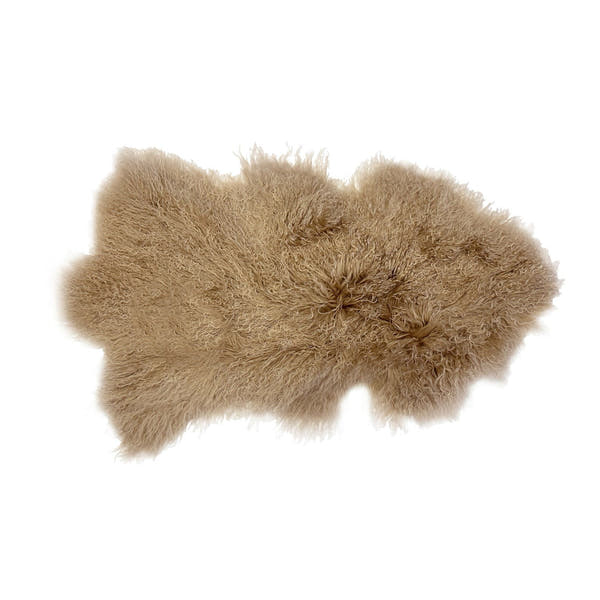 Tibetan Long Wool Sheepskin Single Pelt Cashew #_shape=Rectangle