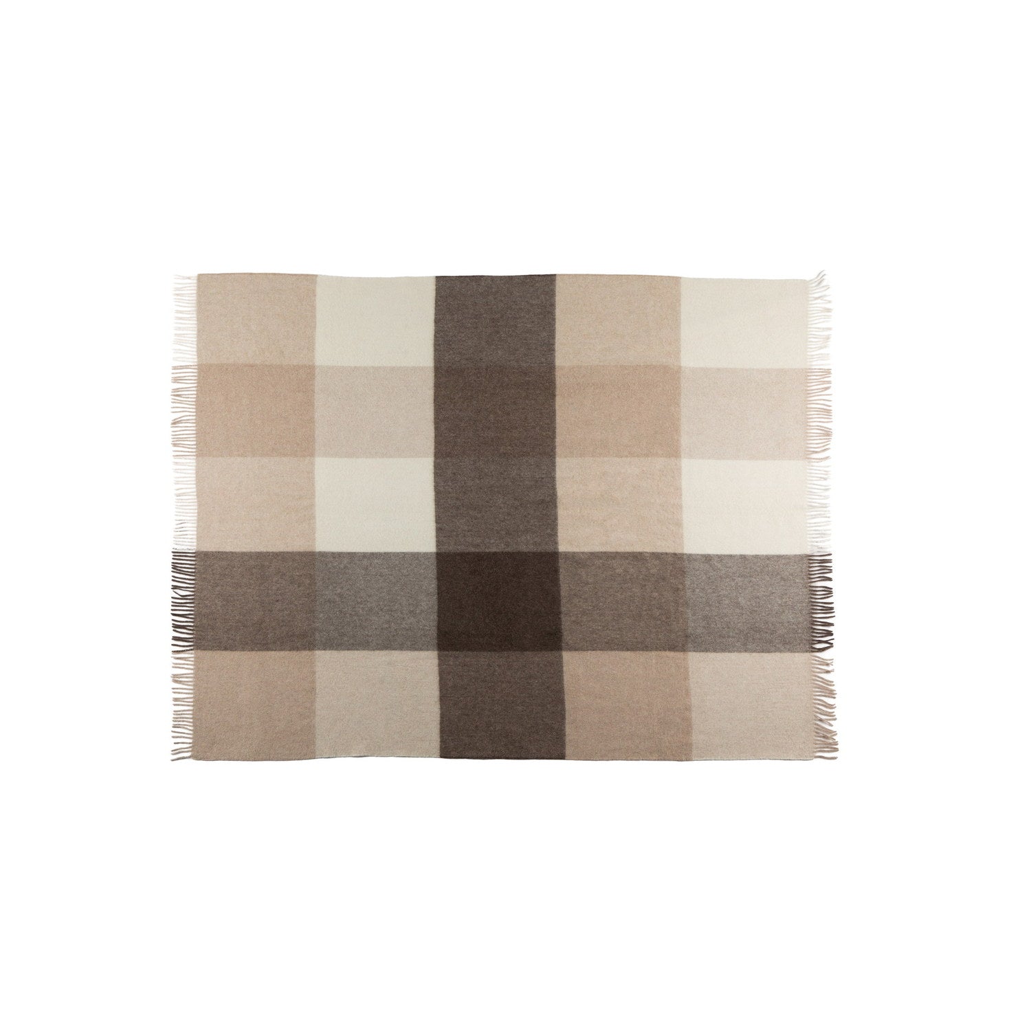 Recycled Wool And Alpaca Faroe Plaid Throw Beige 2