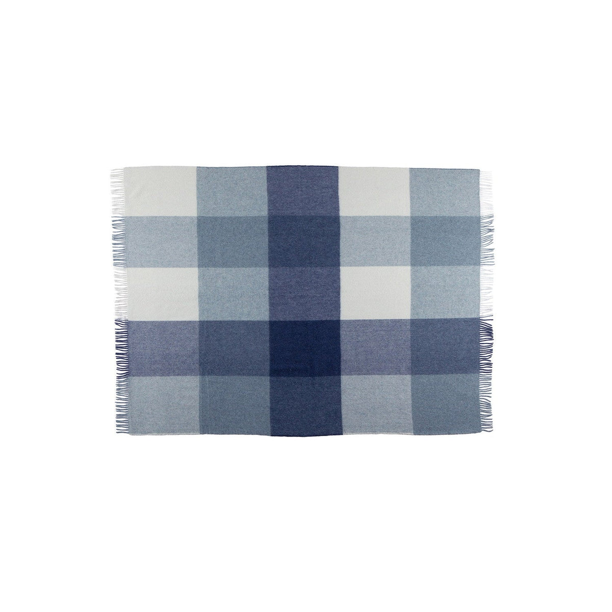 Recycled Wool And Alpaca Hattavik And Plaid Throw Blue 2