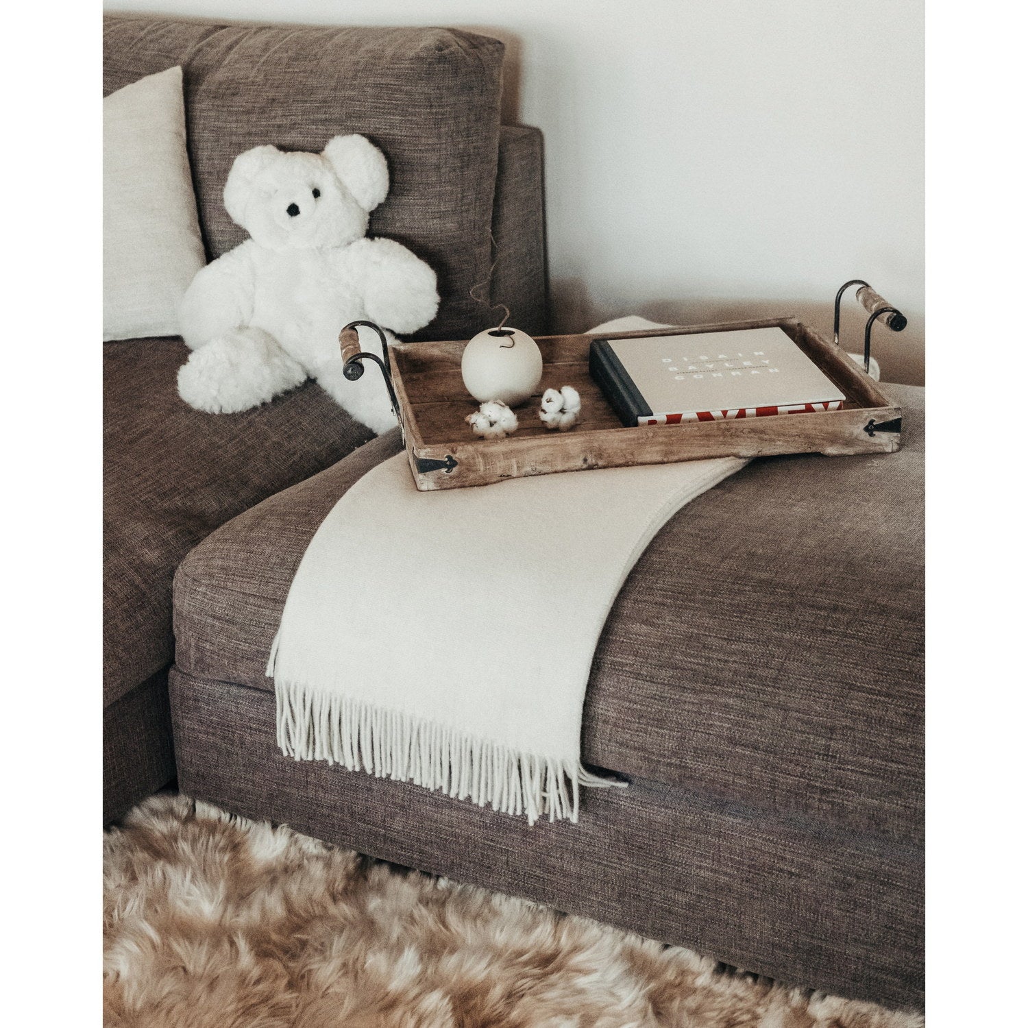 Recycled Wool And Alpaca Sandoy Throw Ivory 3