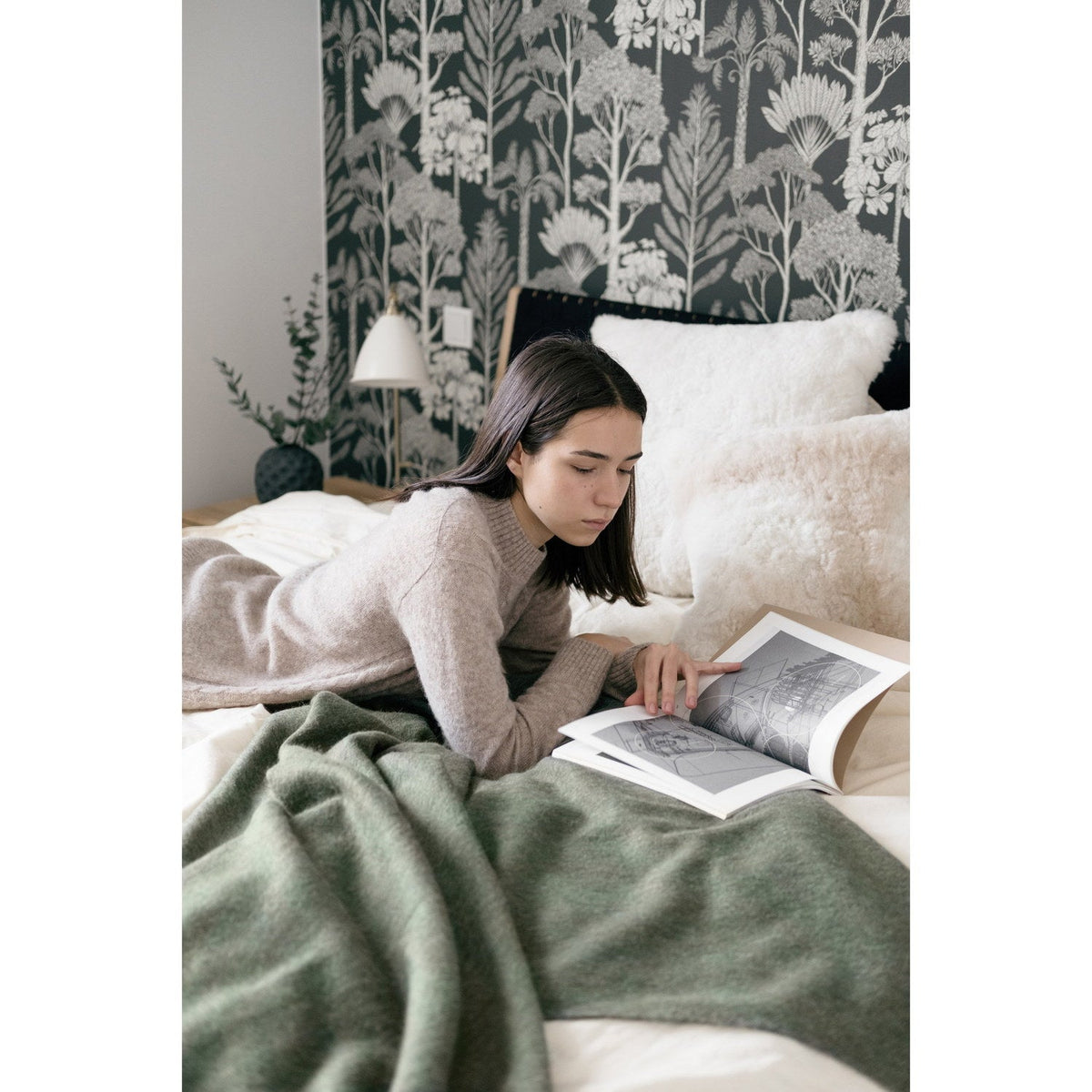 Recycled Wool And Alpaca Sandoy Throw Light Green 3