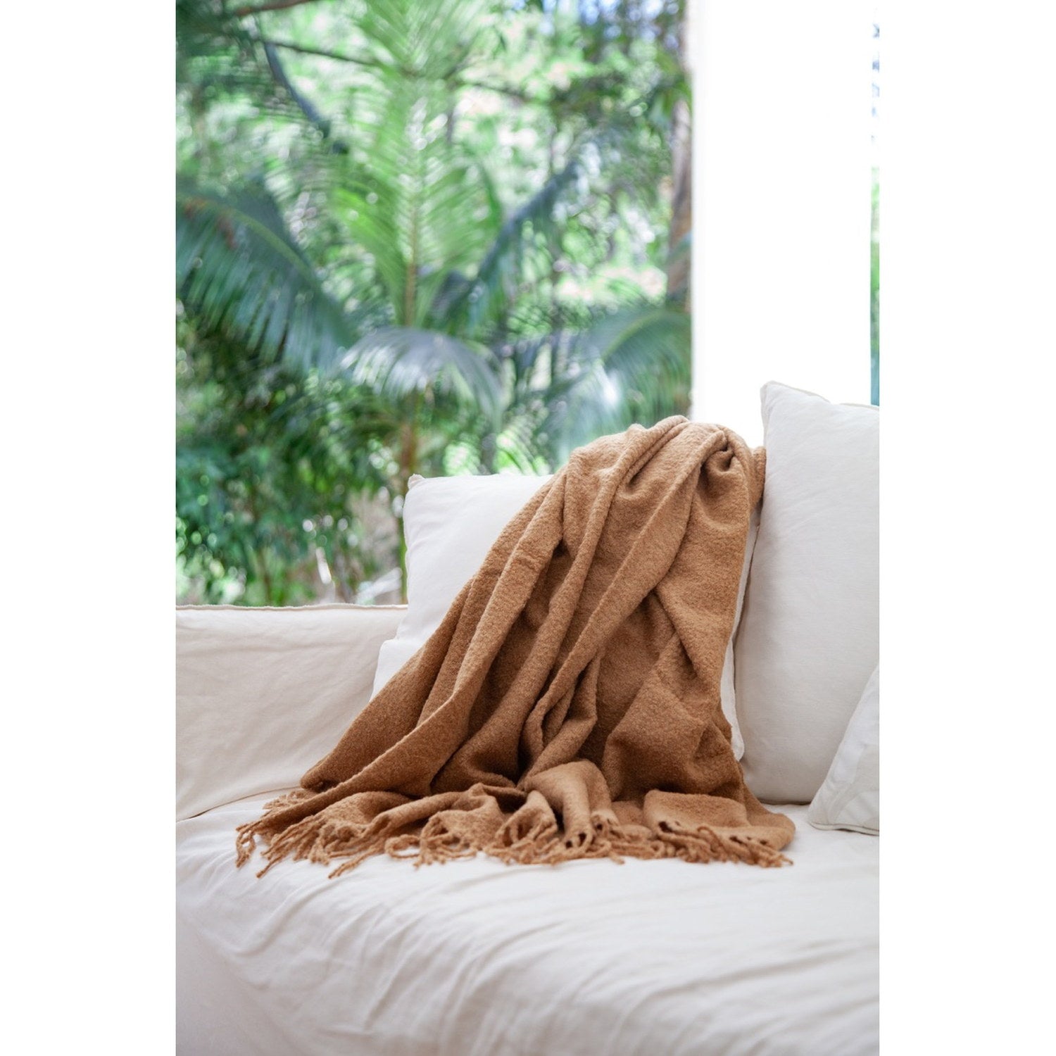 Baby Alpaca Throw Boucle Tan 3