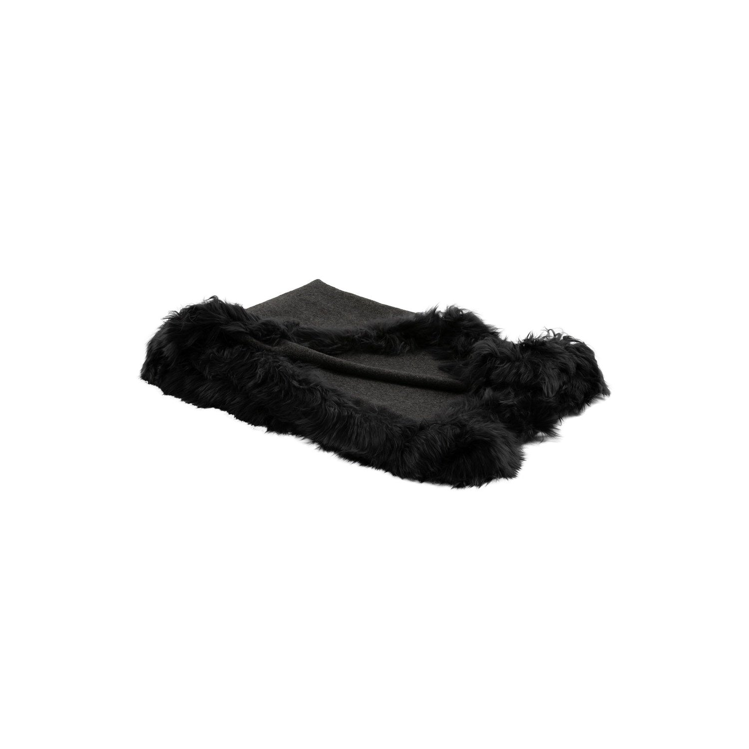 Baby Alpaca Woven Throw W/ Alpaca Fur Trim Charcoal #_shape=Rectangle