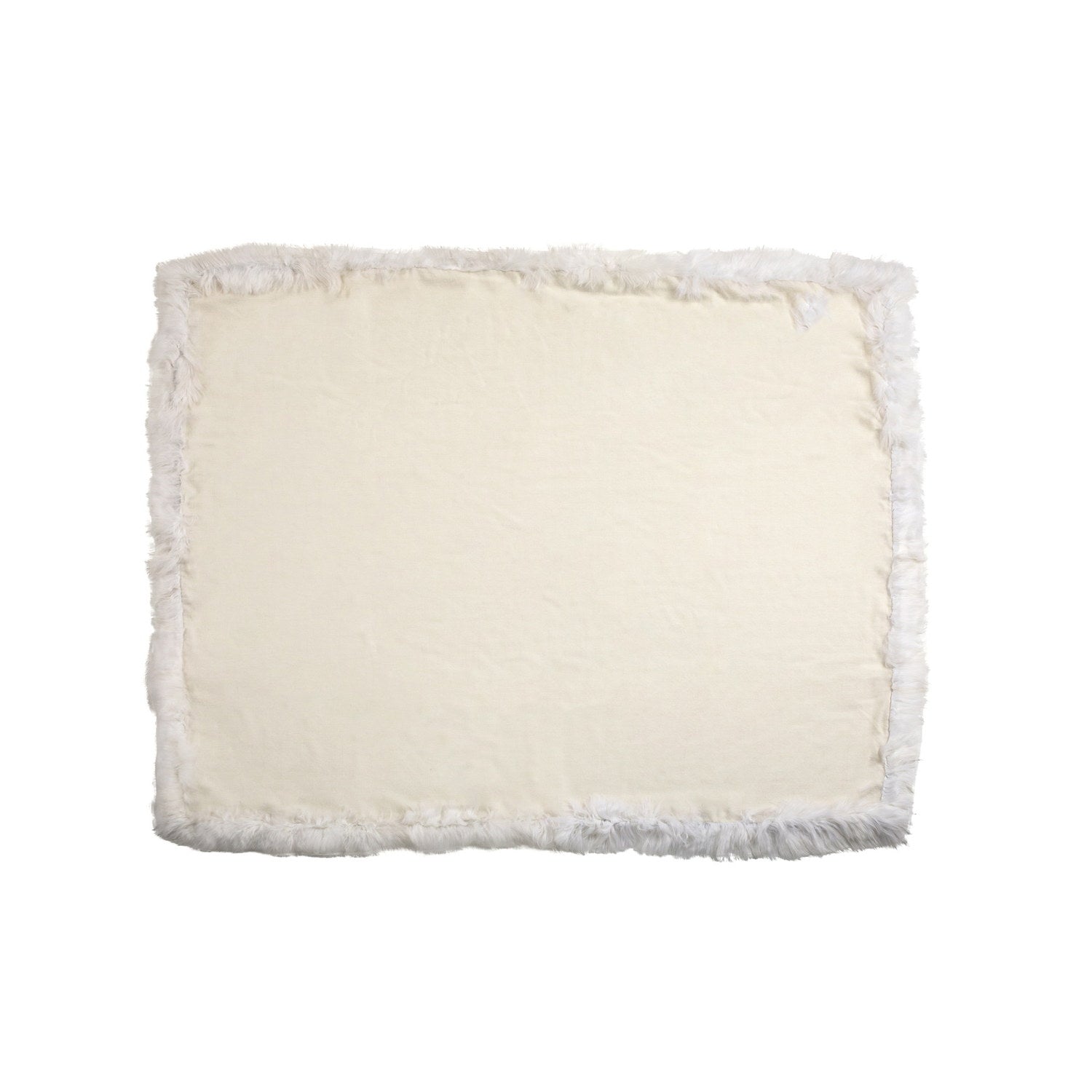 Baby Alpaca Woven Throw W/ Alpaca Fur Trim White 2