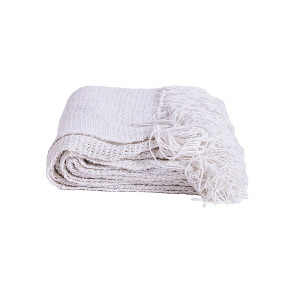 Muscari Artisinal Handwoven Throw White #_shape=Rectangle