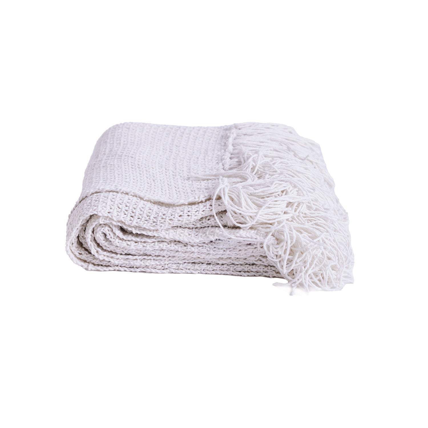 Muscari Artisinal Handwoven Throw White #_shape=Rectangle