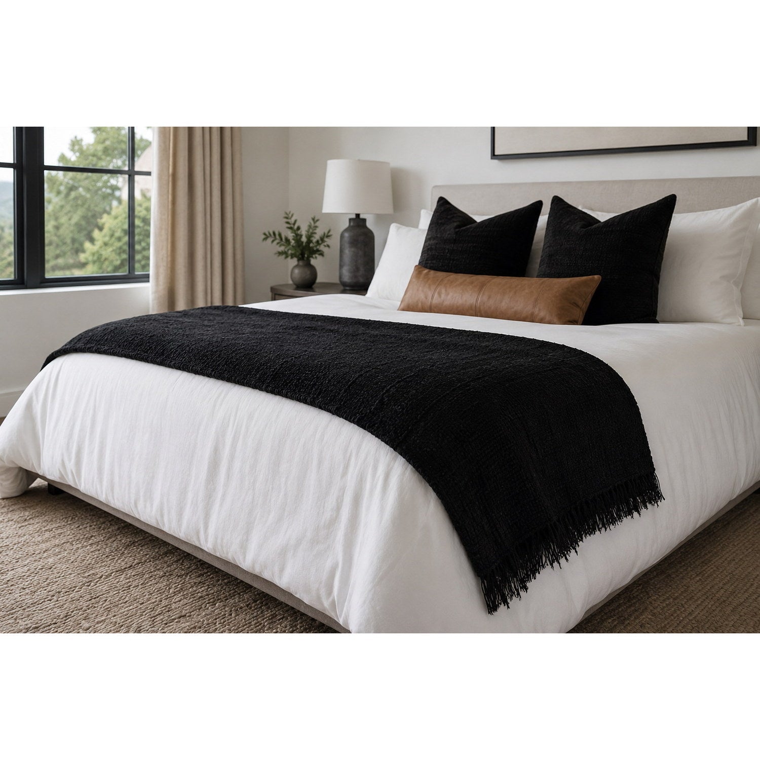 Clara Alpaca Nylon Blend Throw Black 2