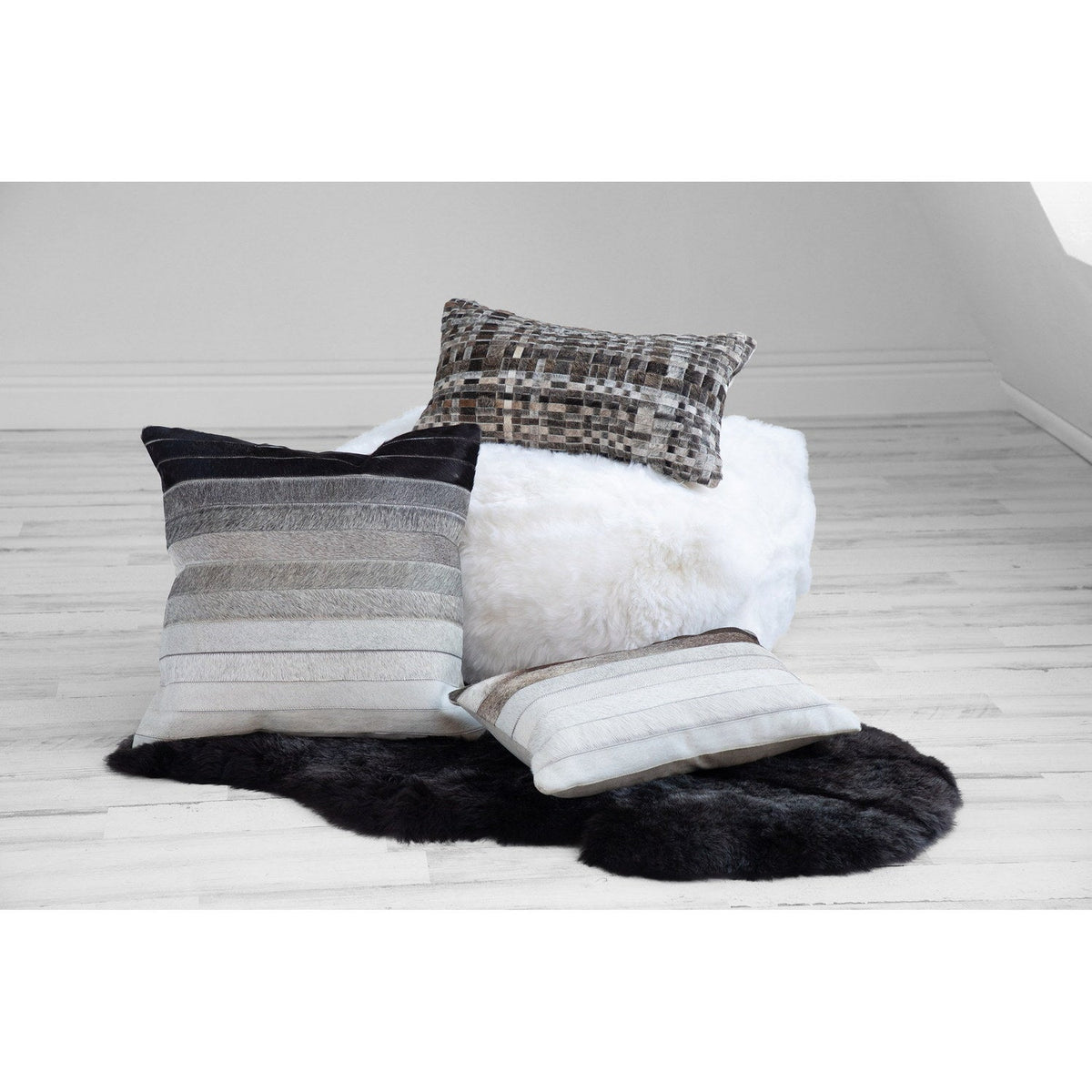 Cowhide Cushion Ombre Gray 2