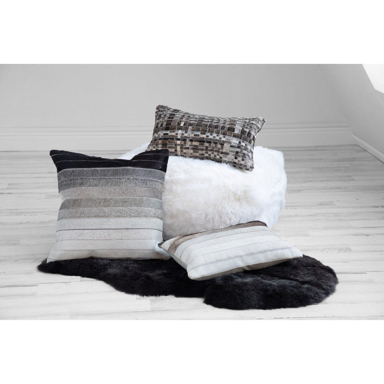 Cowhide Cushion Tweed Tweed Dark Grey 2