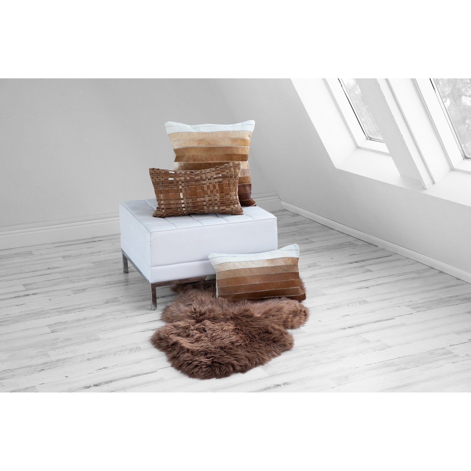 Cowhide Cushion Ombre Brown 2
