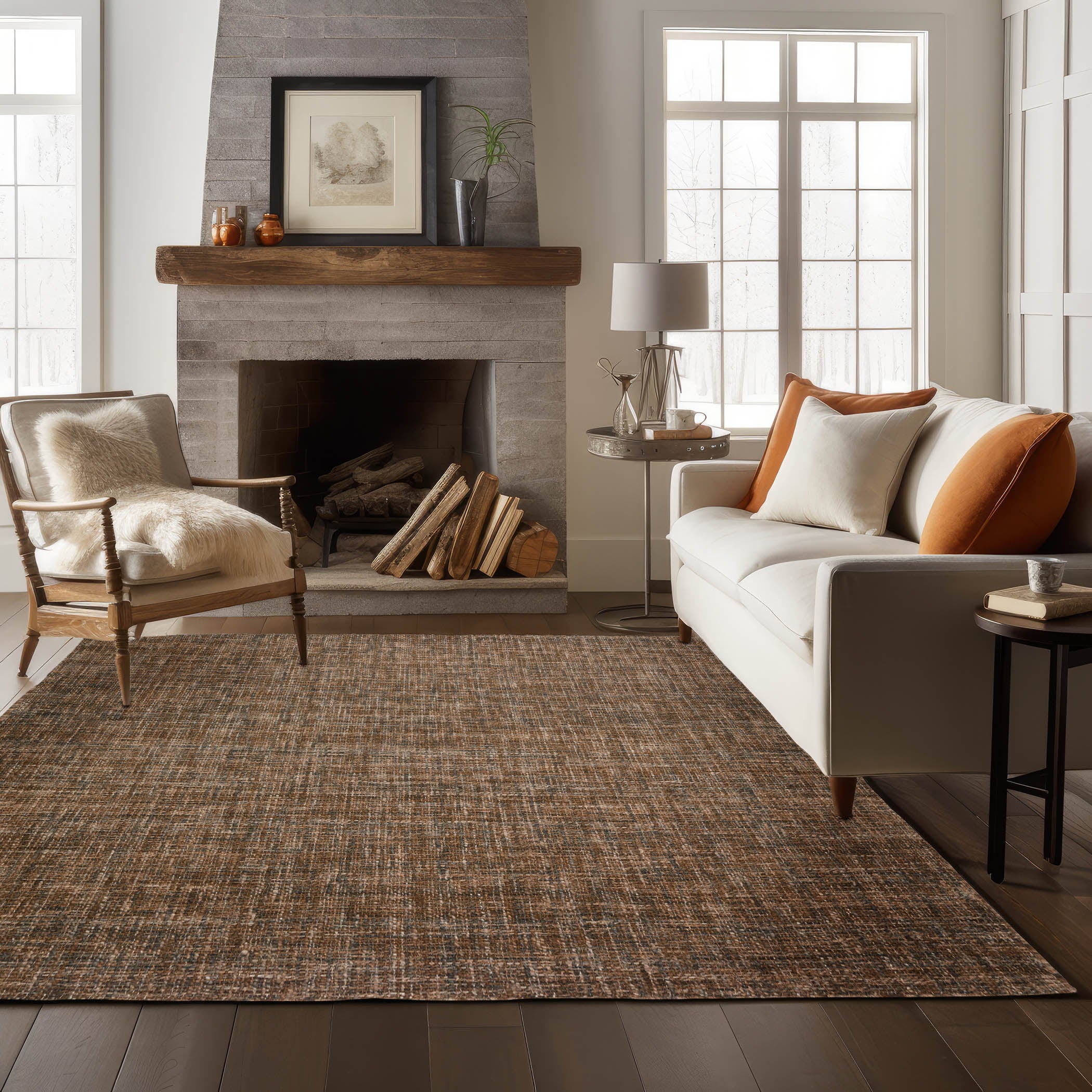 Casual AZ1 Chocolate Brown Wool Rug 3'6" x 5'6" #shape_Rectangle