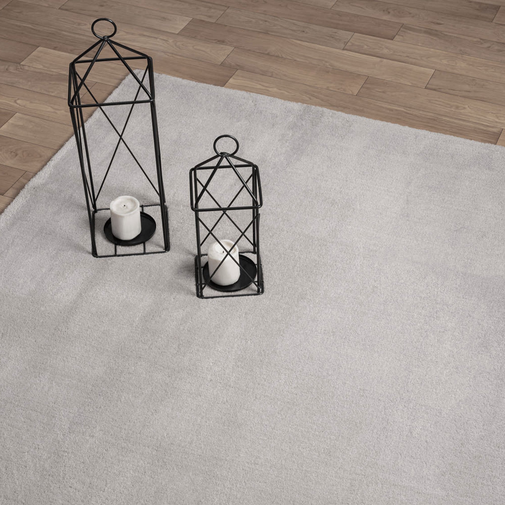 Light Grey Plush Machine Washable Area Rug