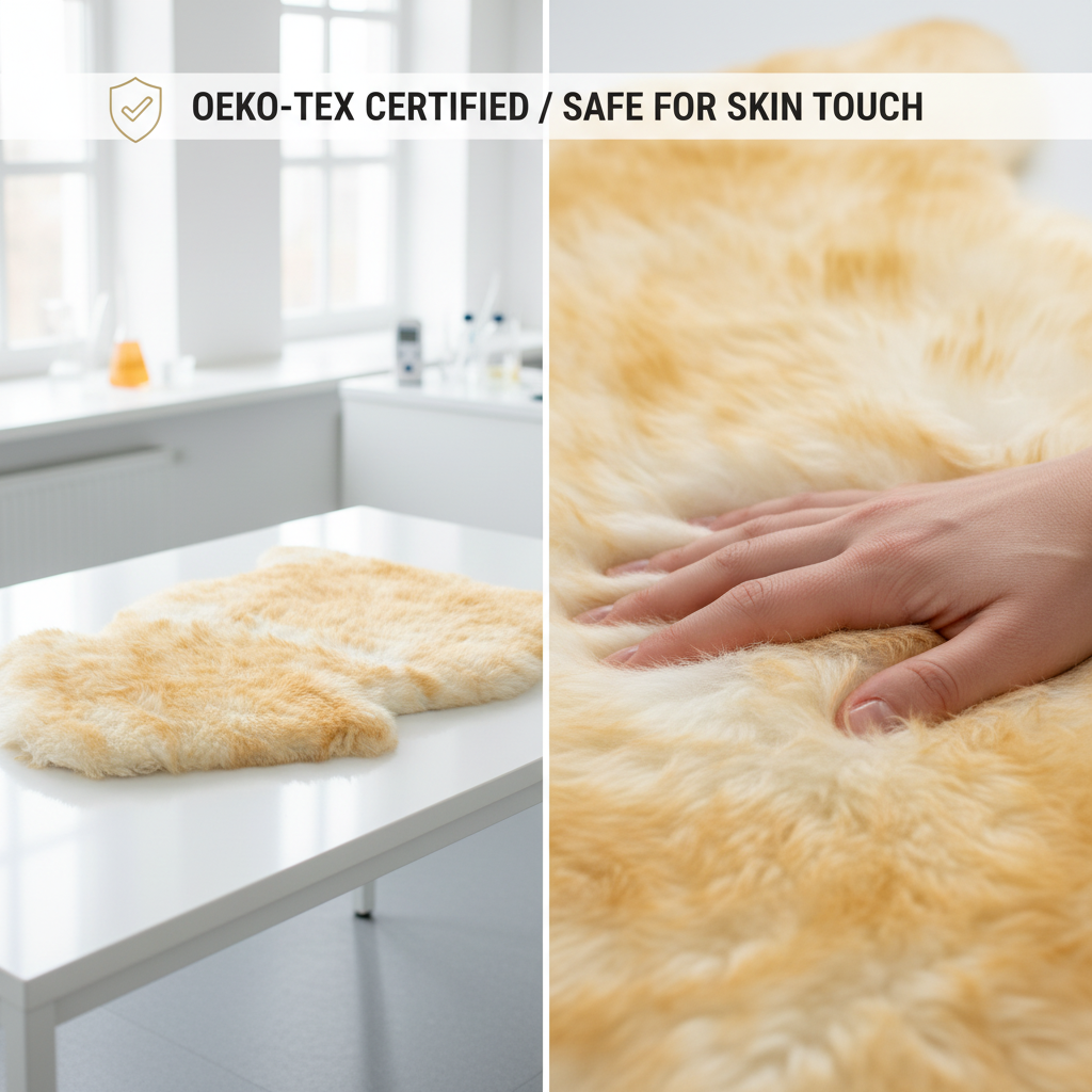 Natural Brown Tips Sheepskin Rug Shearling Fur Pelt - Ethically Sourced - Oeko Tex Certified