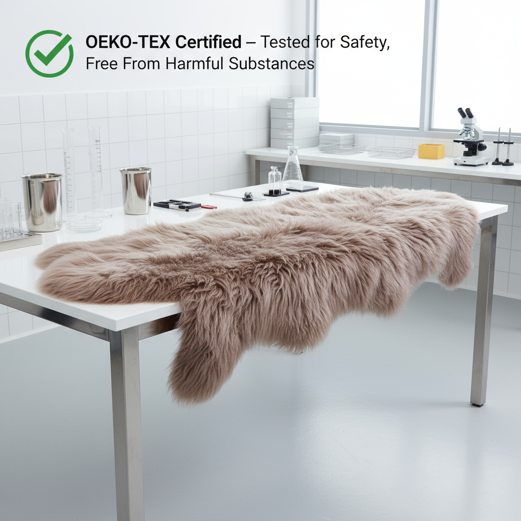 Natural Paco Tan Sheepskin Rug Shearling Fur Pelt - Ethically Sourced - Oeko Tex Certified