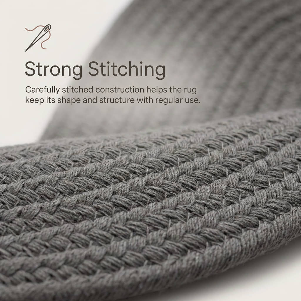 Gray Braided Rug - Reversible Solid Constrution - Indoor Outdoor