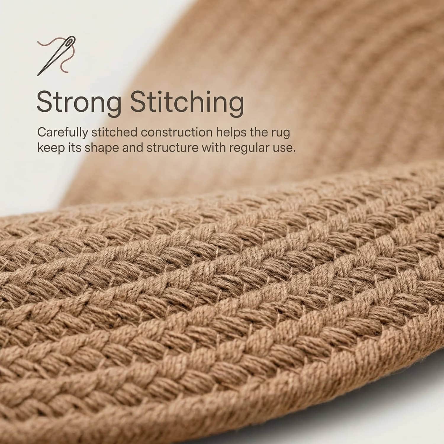 Beige Braided Rug - Reversible Solid - Indoor Outdoor Kitchen Rug