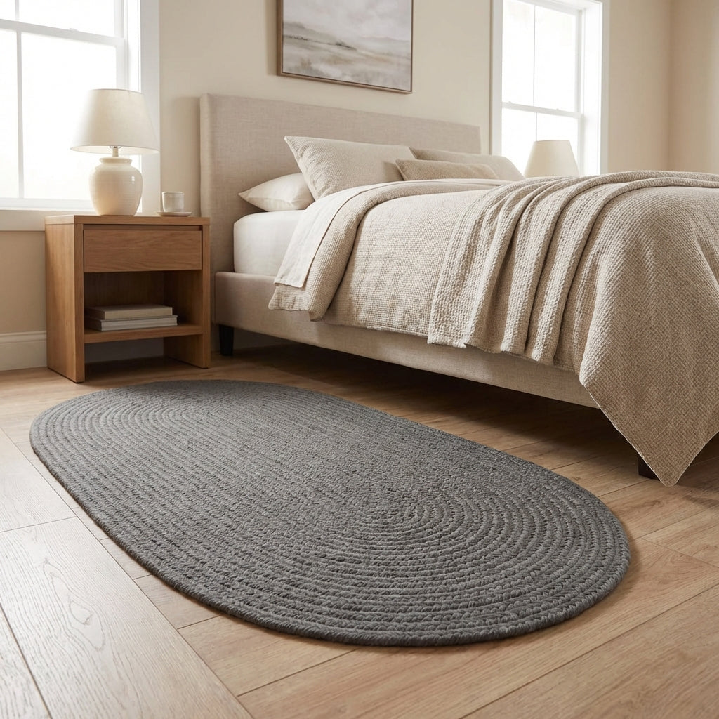 Gray Braided Rug - Reversible Solid Constrution - Indoor Outdoor