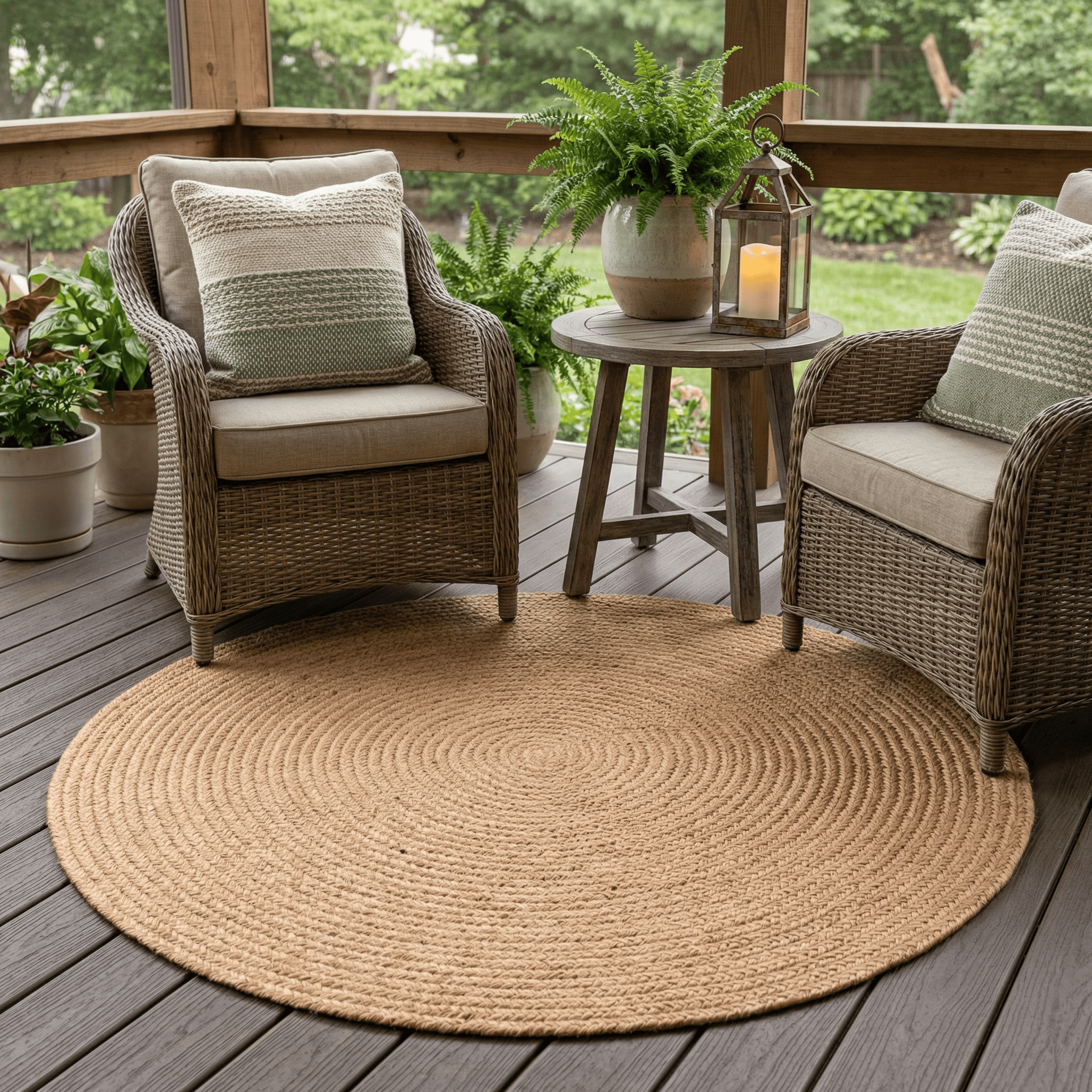 Beige Braided Rug - Reversible Solid - Indoor Outdoor Kitchen Rug