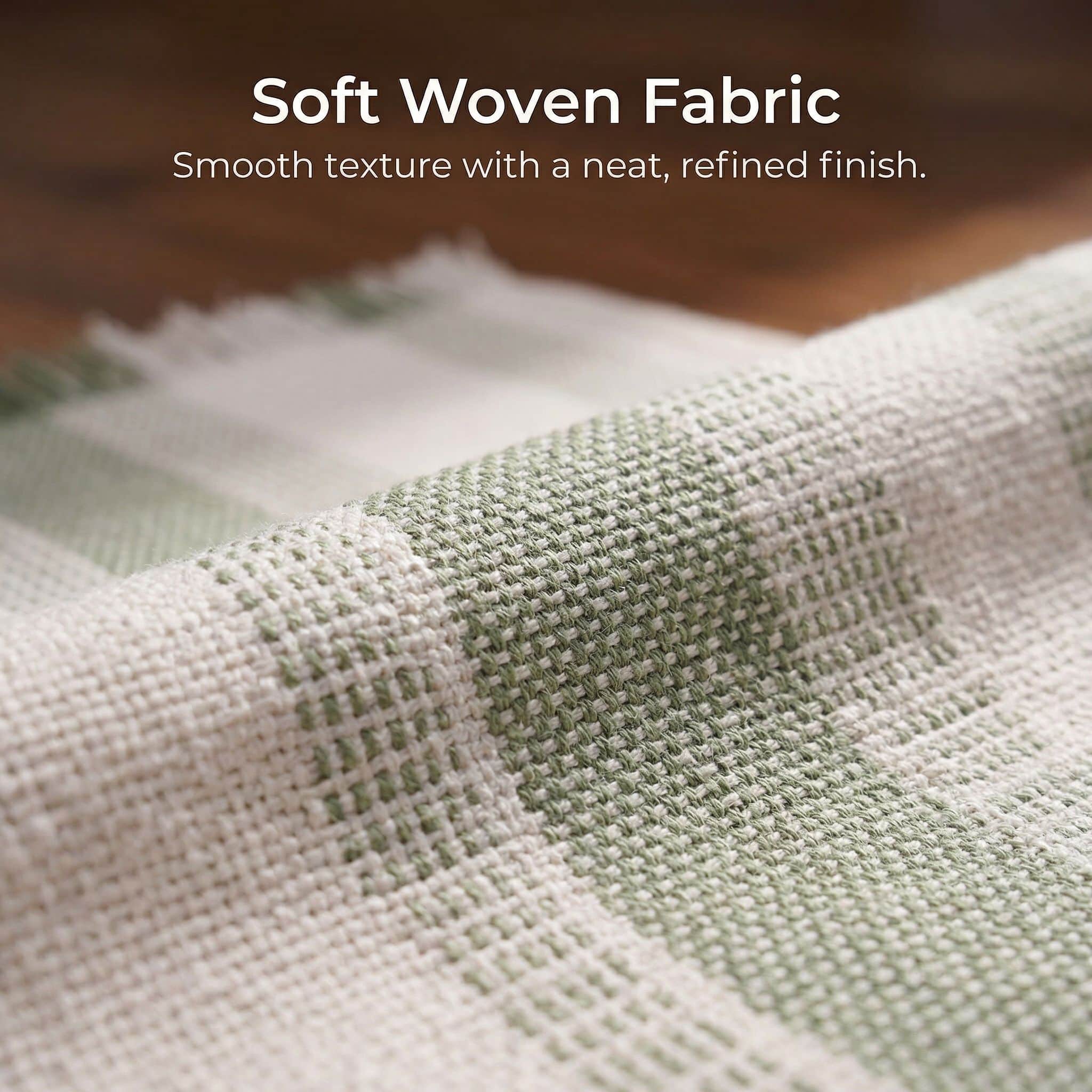 Ivory & Green Cotton Table Runner – Farmhouse Inspired Washable Dining Runner | 14" x 72"