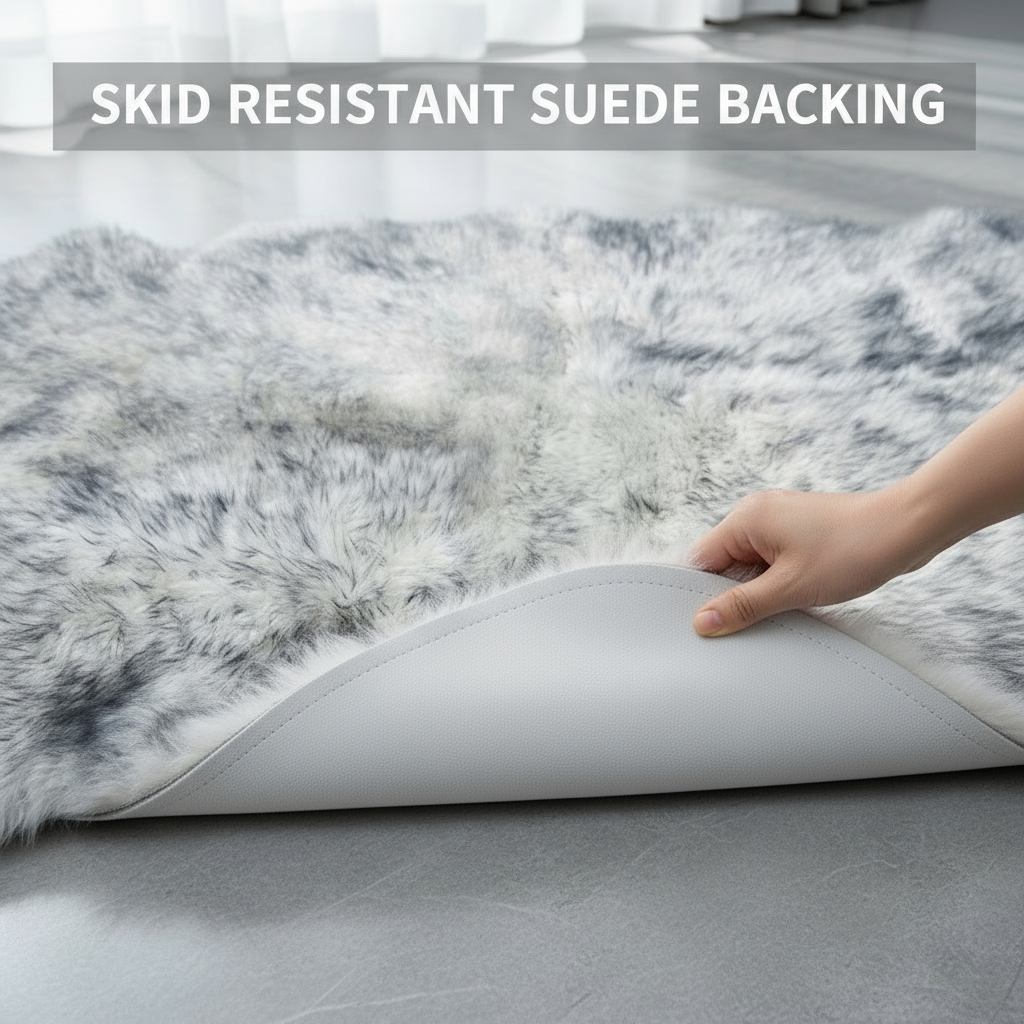 Natural Gray Tips Sheepskin Rug Shearling Fur Pelt - Ethically Sourced - Oeko Tex Certified