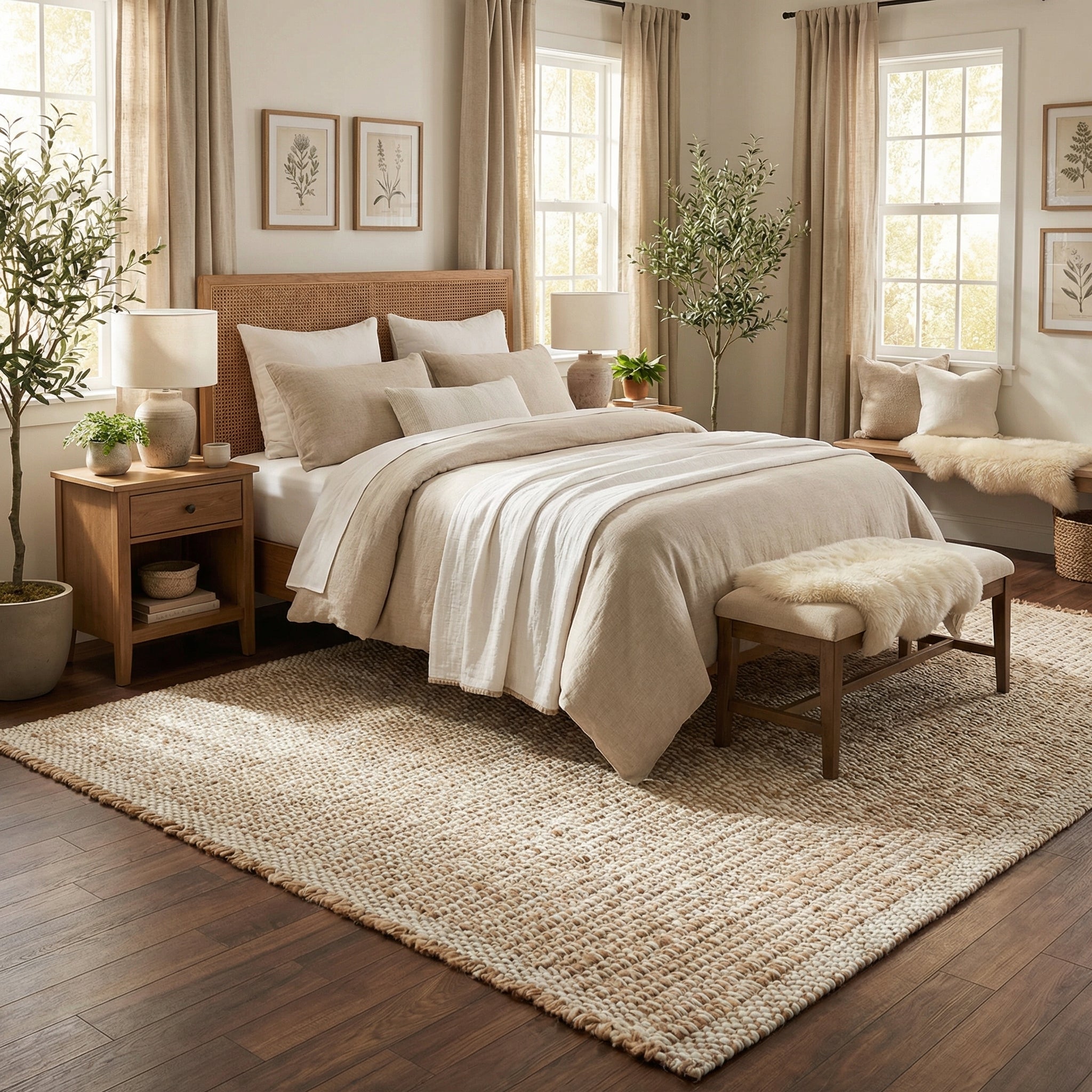 Natural Jute & Cotton Woven Rug – Reversible Farmhouse Area Rug for Kitchen & Dining | Terra Collection