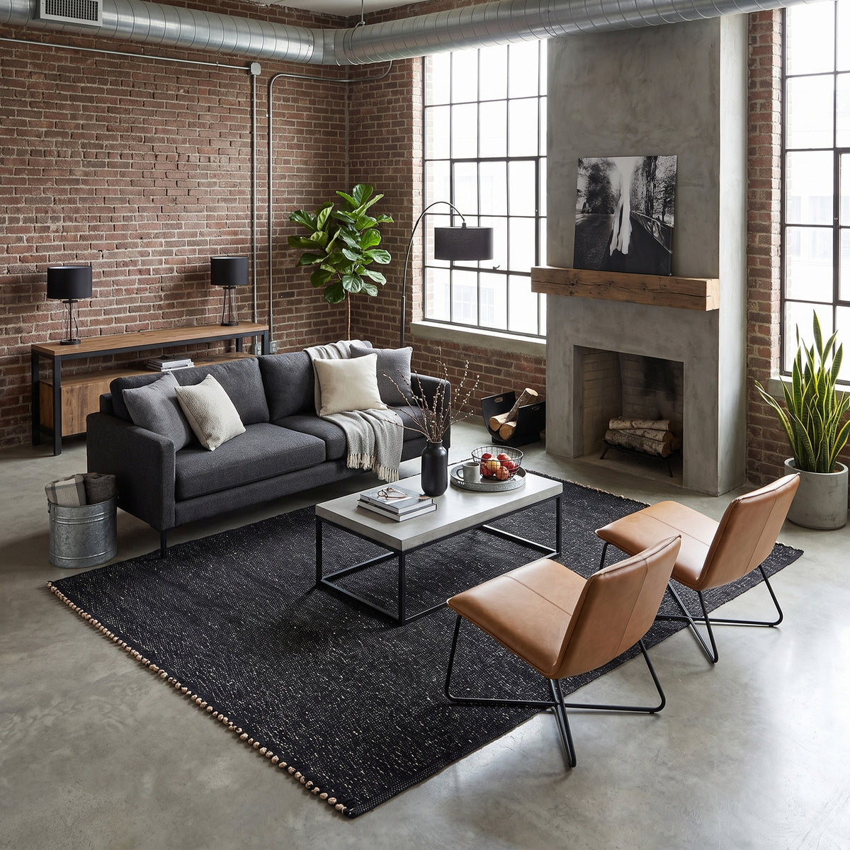 Terra Black Jute & Cotton Rug