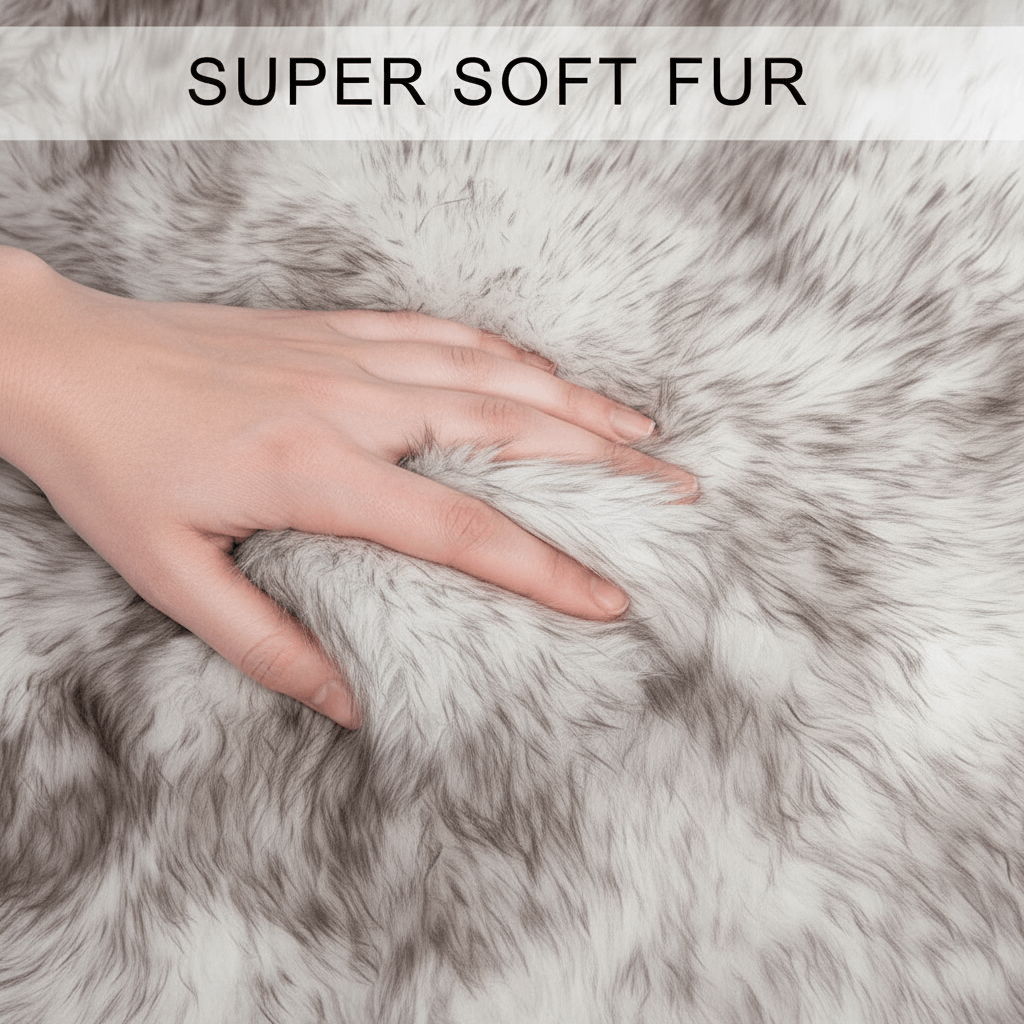 Natural Wolf Tips Sheepskin Rug Shearling Fur Pelt - Ethically Sourced - Oeko Tex Certified