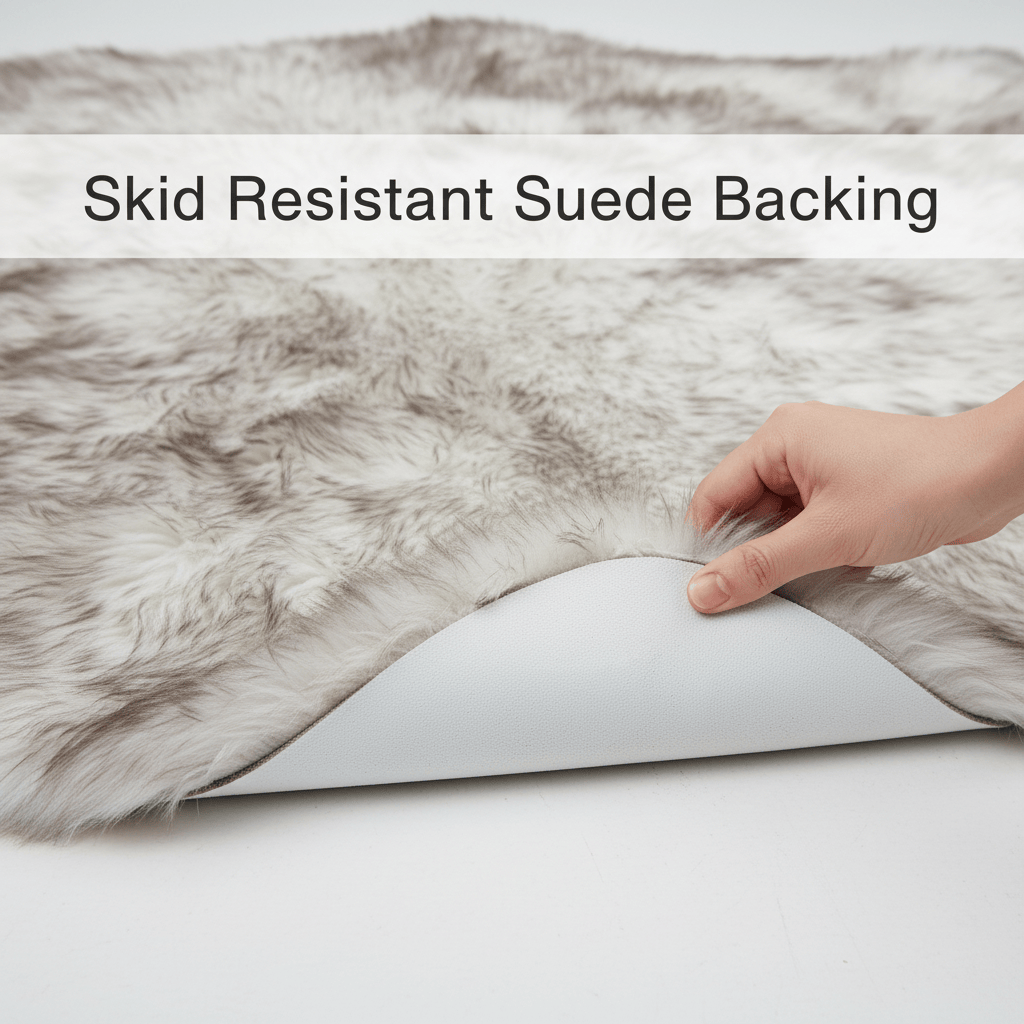 Natural Wolf Tips Sheepskin Rug Shearling Fur Pelt - Ethically Sourced - Oeko Tex Certified