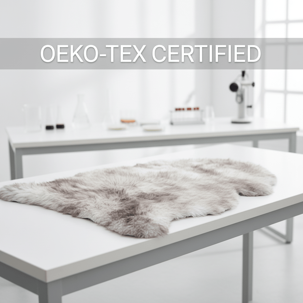 Natural Wolf Tips Sheepskin Rug Shearling Fur Pelt - Ethically Sourced - Oeko Tex Certified