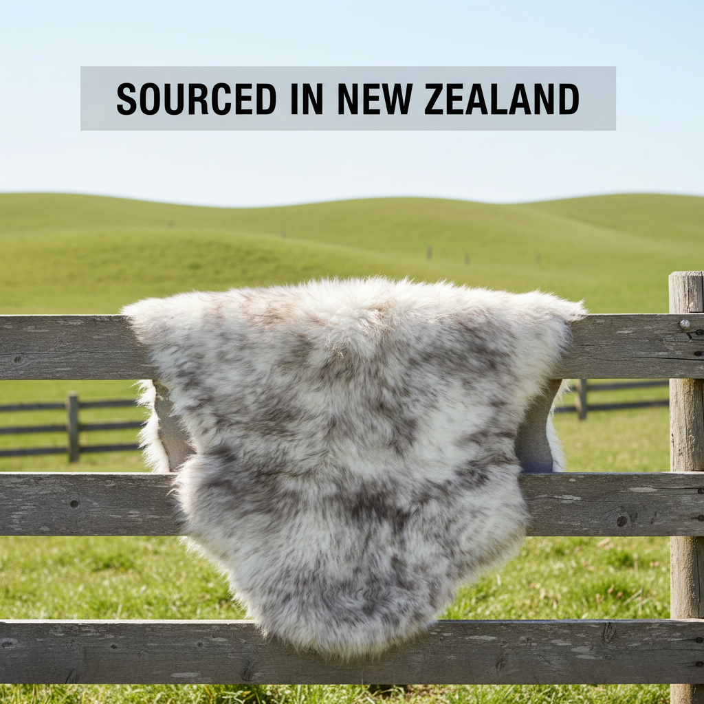 Natural Wolf Tips Sheepskin Rug Shearling Fur Pelt - Ethically Sourced - Oeko Tex Certified