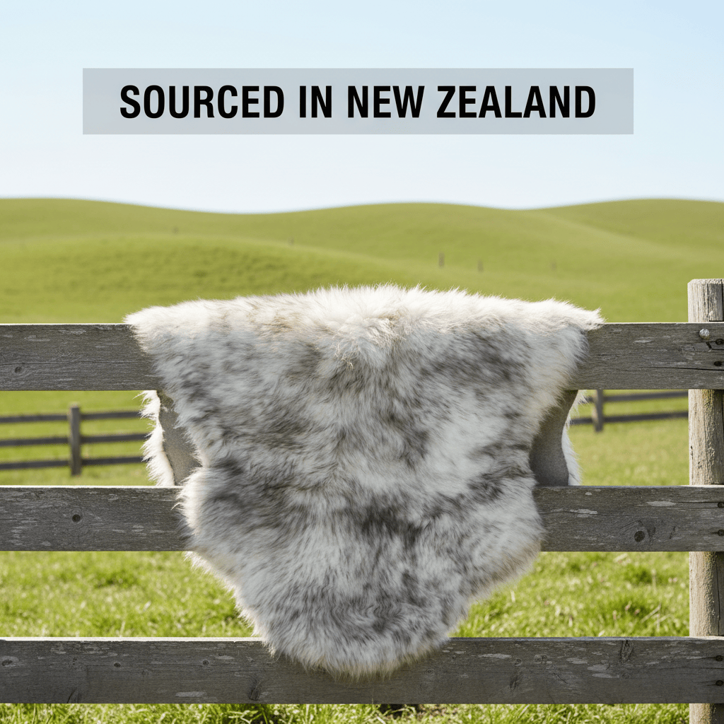 Natural Wolf Tips Sheepskin Rug Shearling Fur Pelt - Ethically Sourced - Oeko Tex Certified