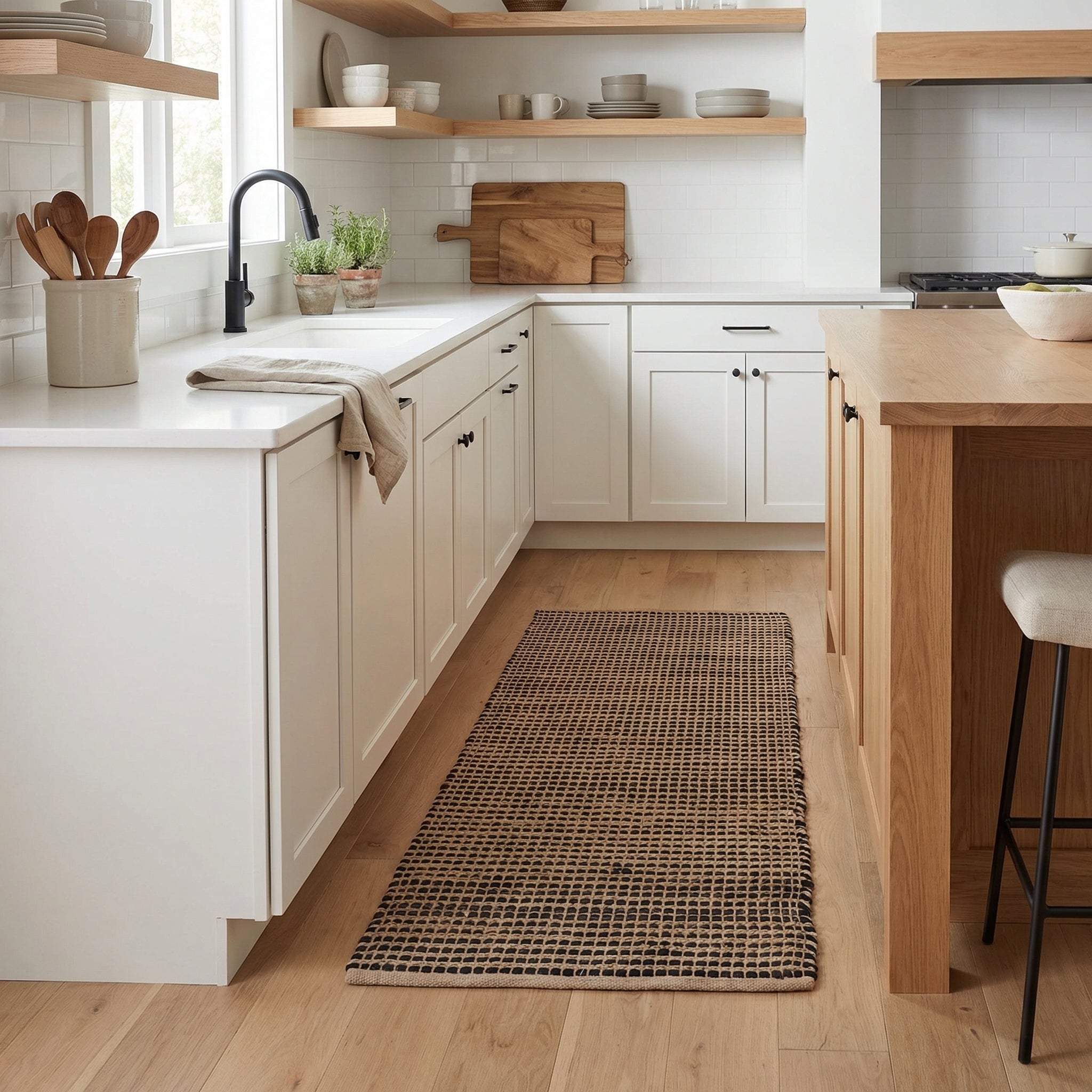 Black Jute & Chindi Woven Rug – Reversible Grid Farmhouse Area Rug | Terra Collection