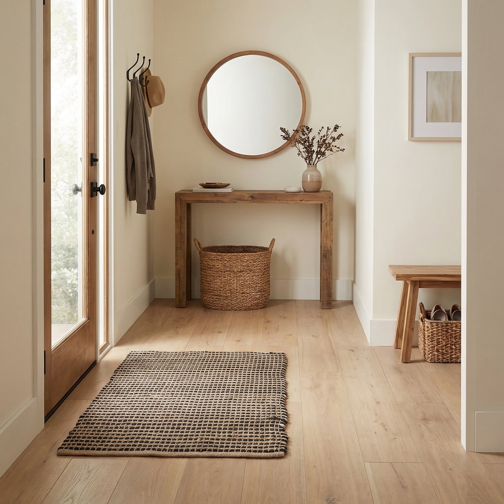Black Jute & Chindi Woven Rug – Reversible Grid Farmhouse Area Rug | Terra Collection